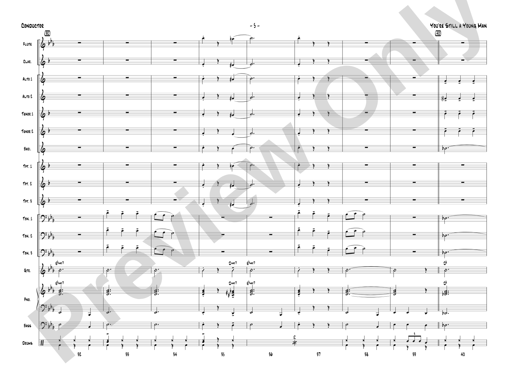 You're Still a Young Man: Jazz Ensemble Conductor Score & Parts