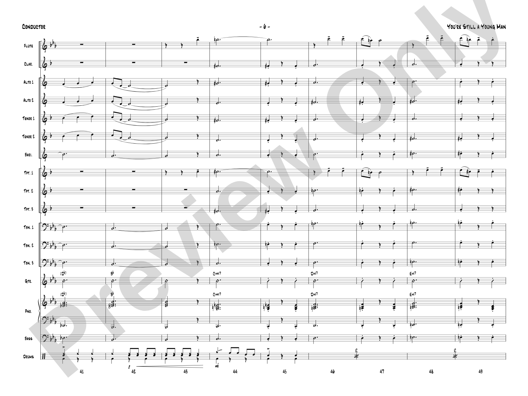 You're Still a Young Man: Jazz Ensemble Conductor Score & Parts