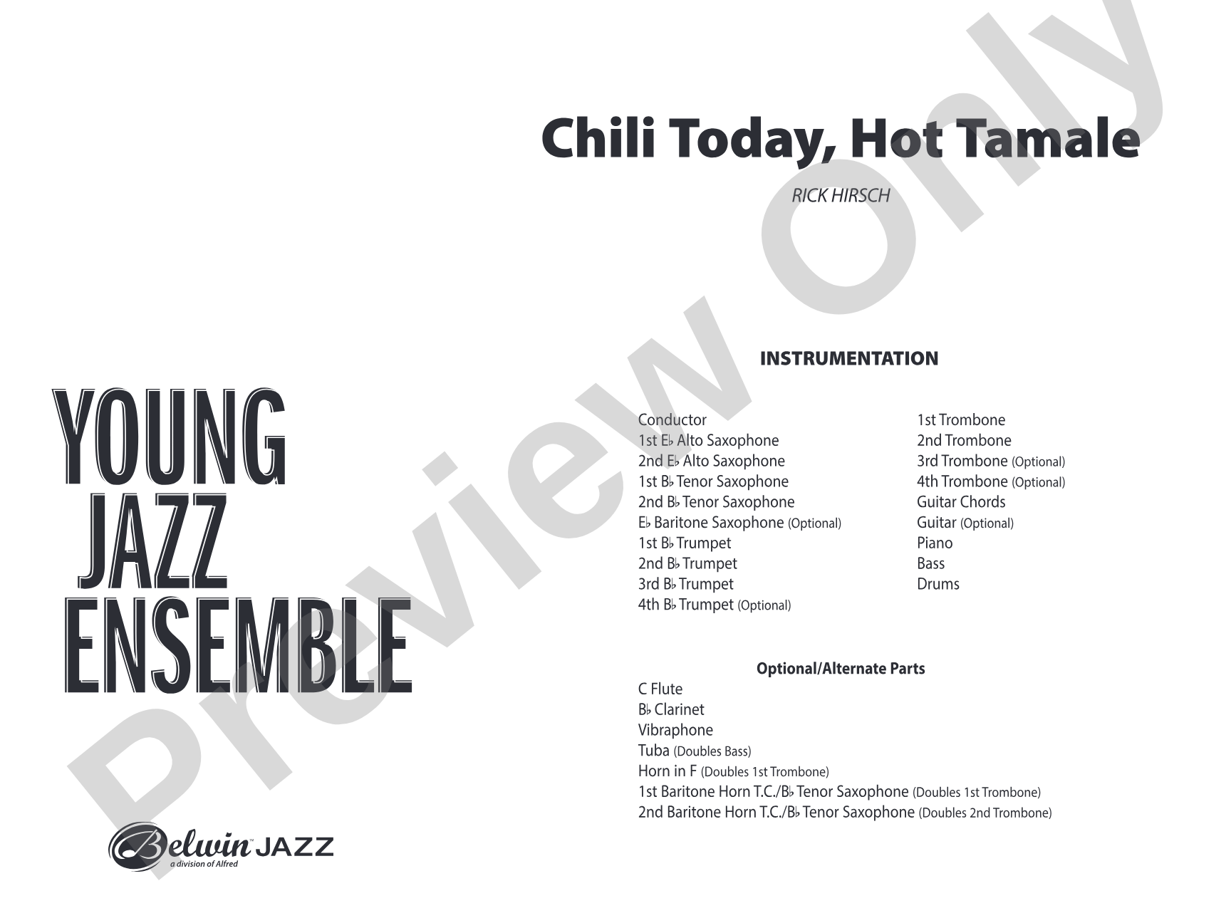 Chili Today, Hot Tamale: Jazz Ensemble Conductor Score & Parts