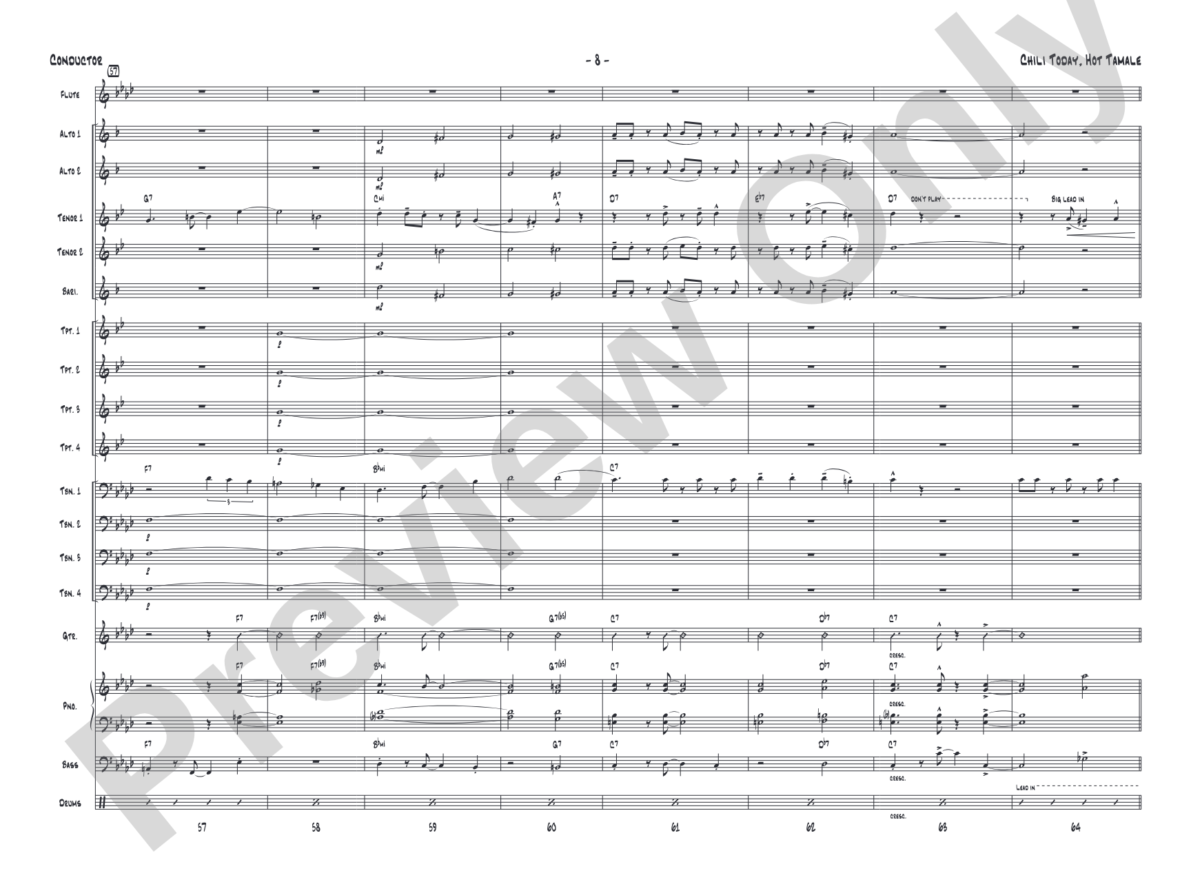 Chili Today, Hot Tamale: Jazz Ensemble Conductor Score & Parts