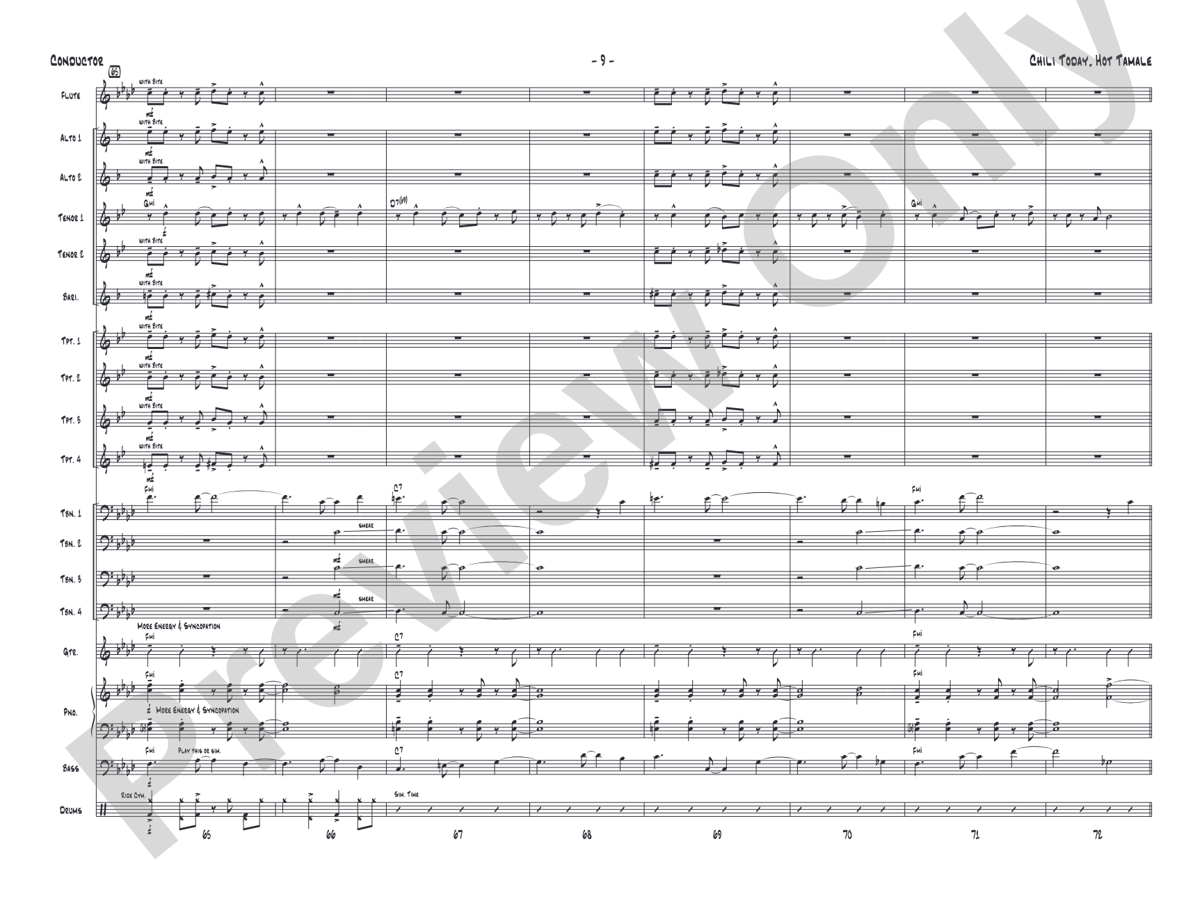 Chili Today, Hot Tamale: Jazz Ensemble Conductor Score & Parts