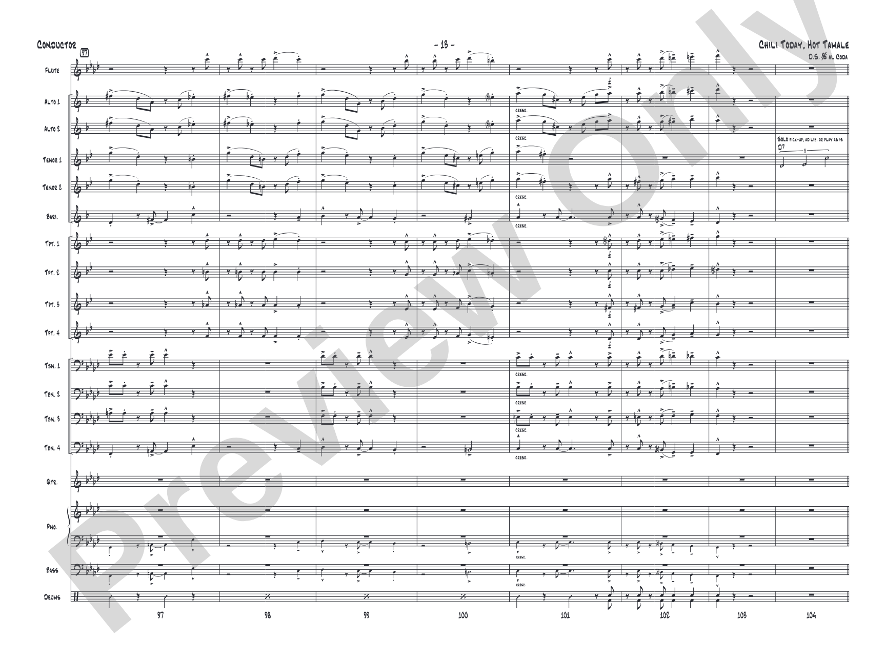 Chili Today, Hot Tamale: Jazz Ensemble Conductor Score & Parts