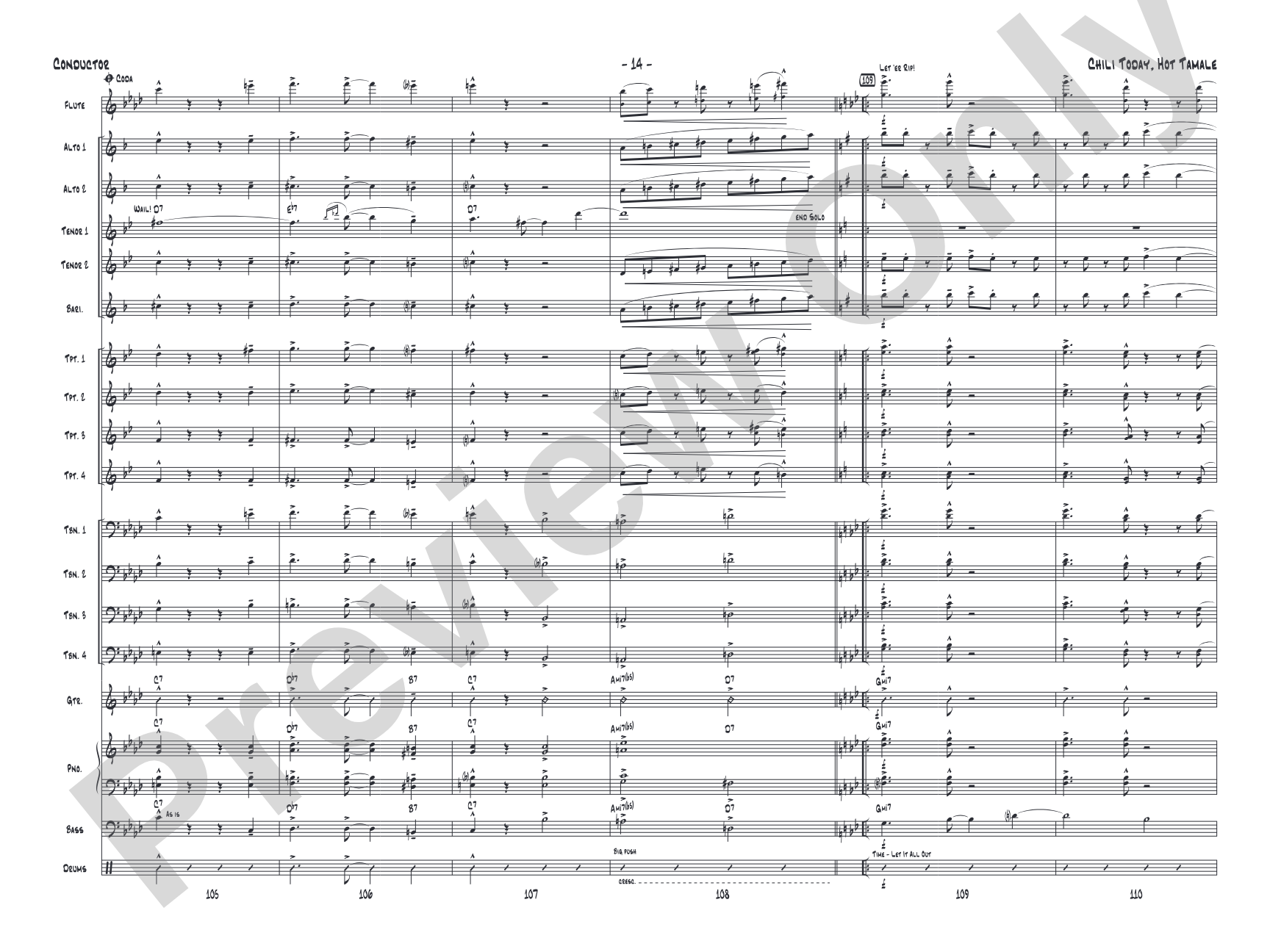 Chili Today, Hot Tamale: Jazz Ensemble Conductor Score & Parts