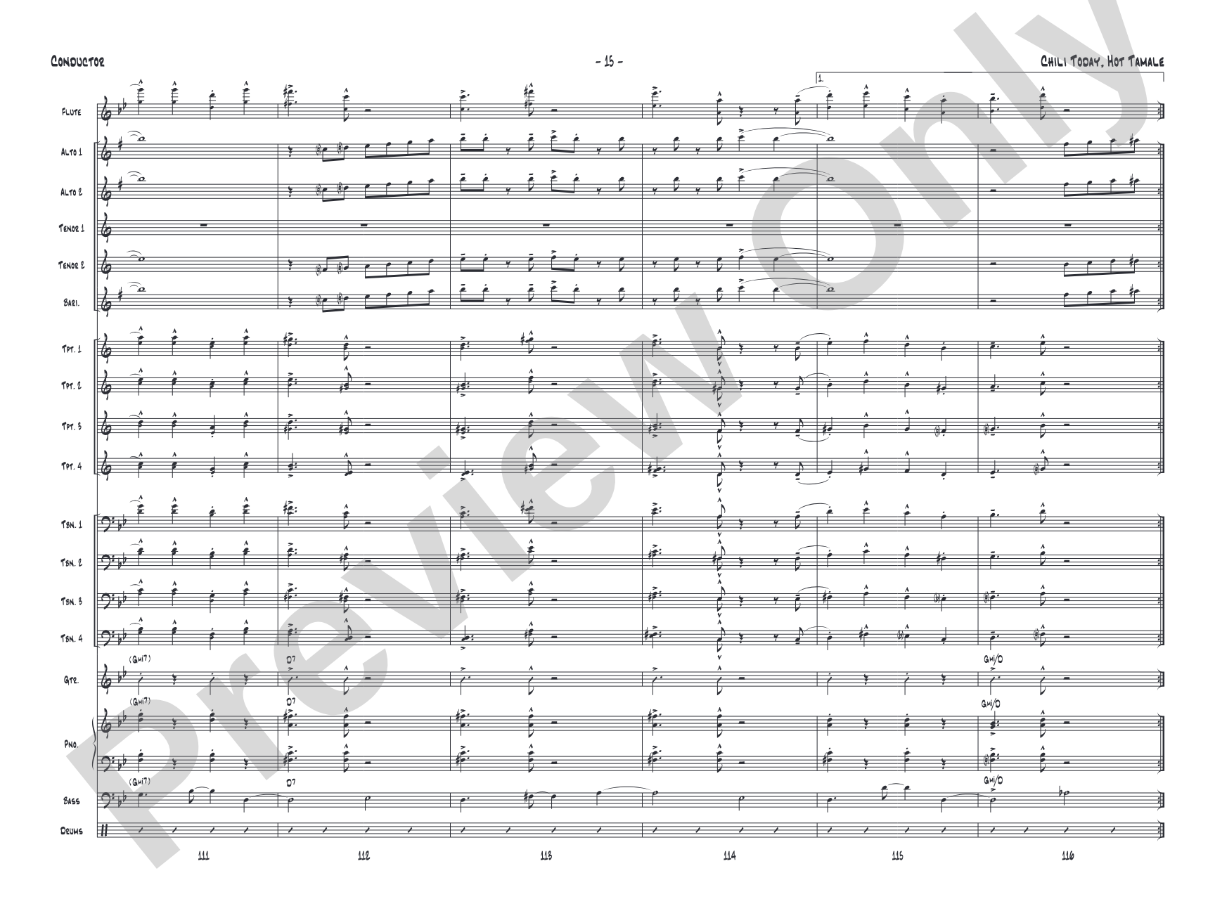 Chili Today, Hot Tamale: Jazz Ensemble Conductor Score & Parts