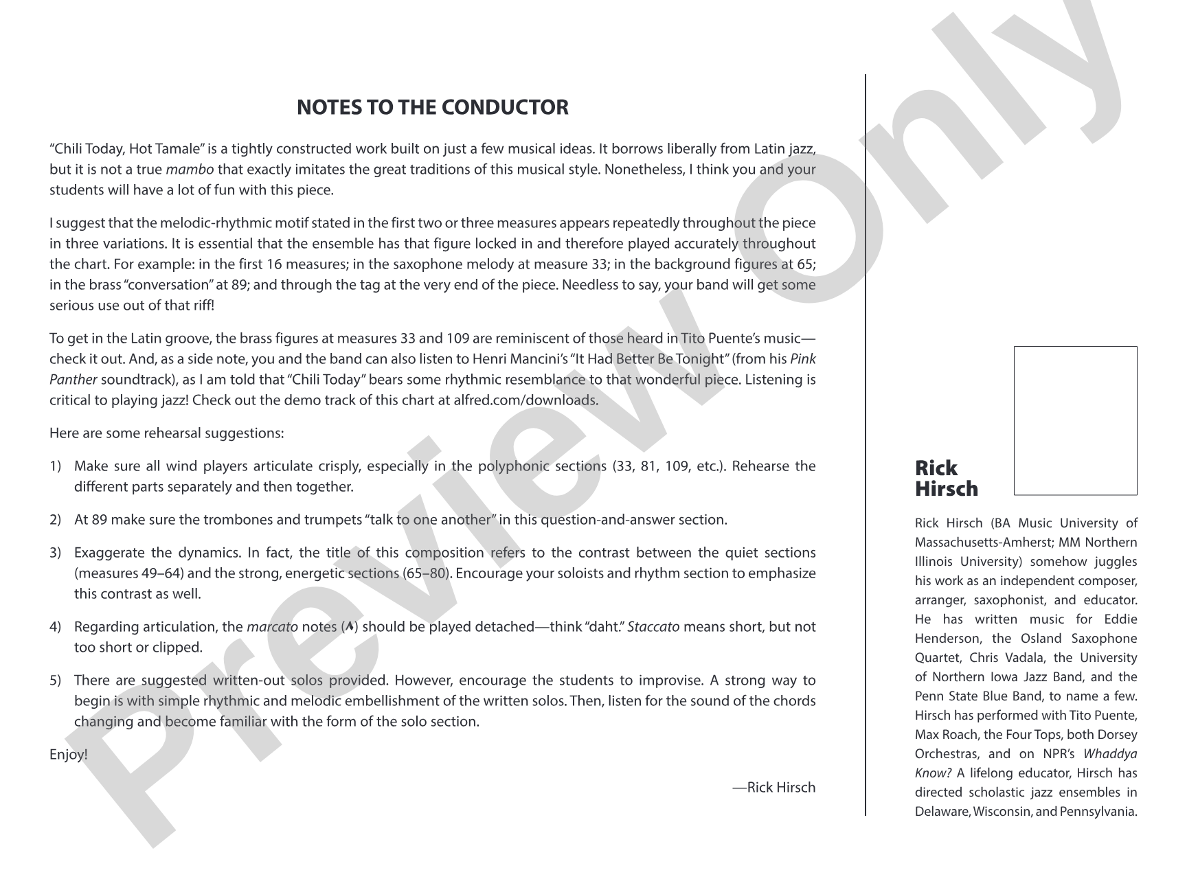 Chili Today, Hot Tamale: Jazz Ensemble Conductor Score & Parts