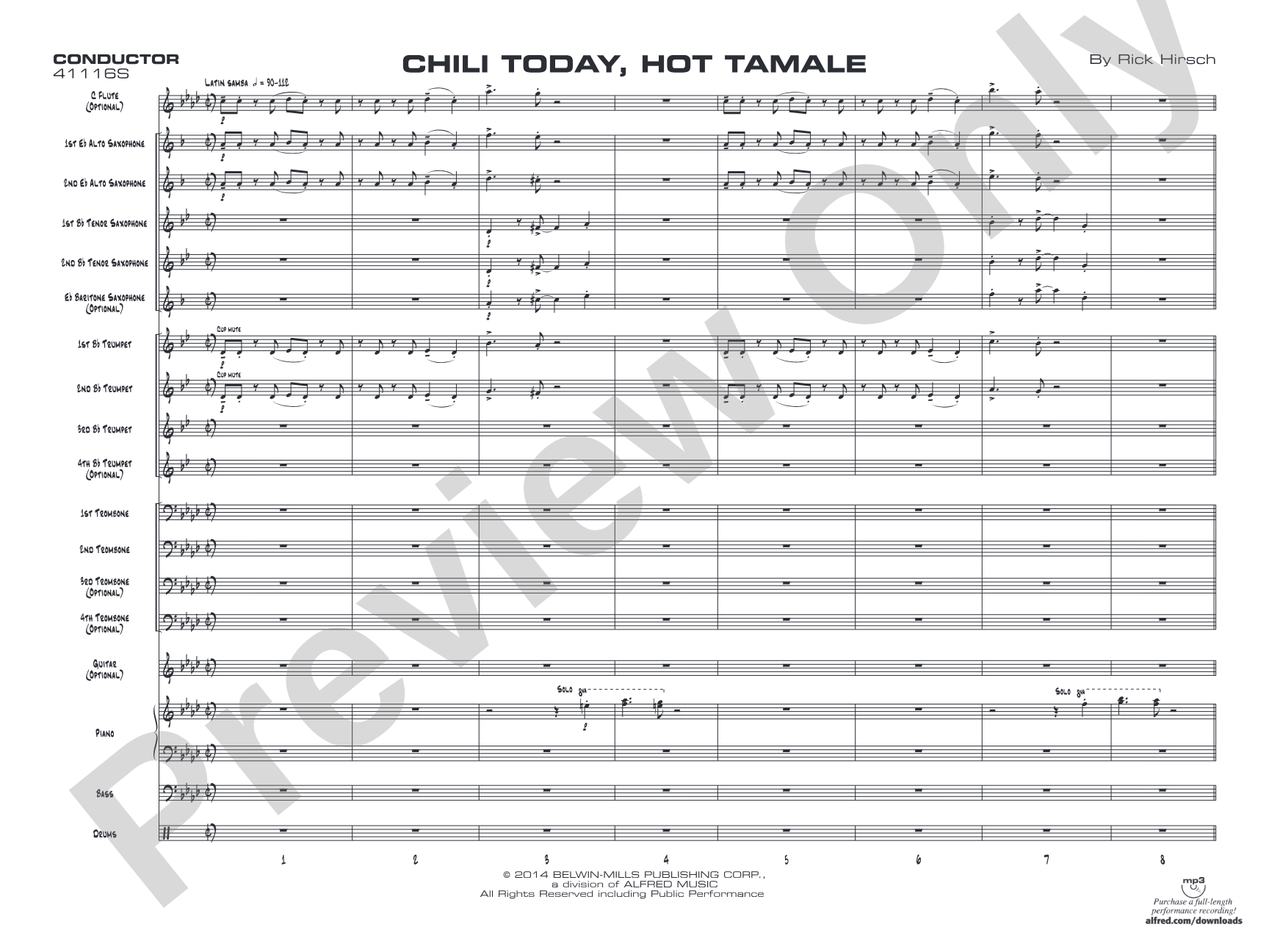 Chili Today, Hot Tamale: Jazz Ensemble Conductor Score & Parts