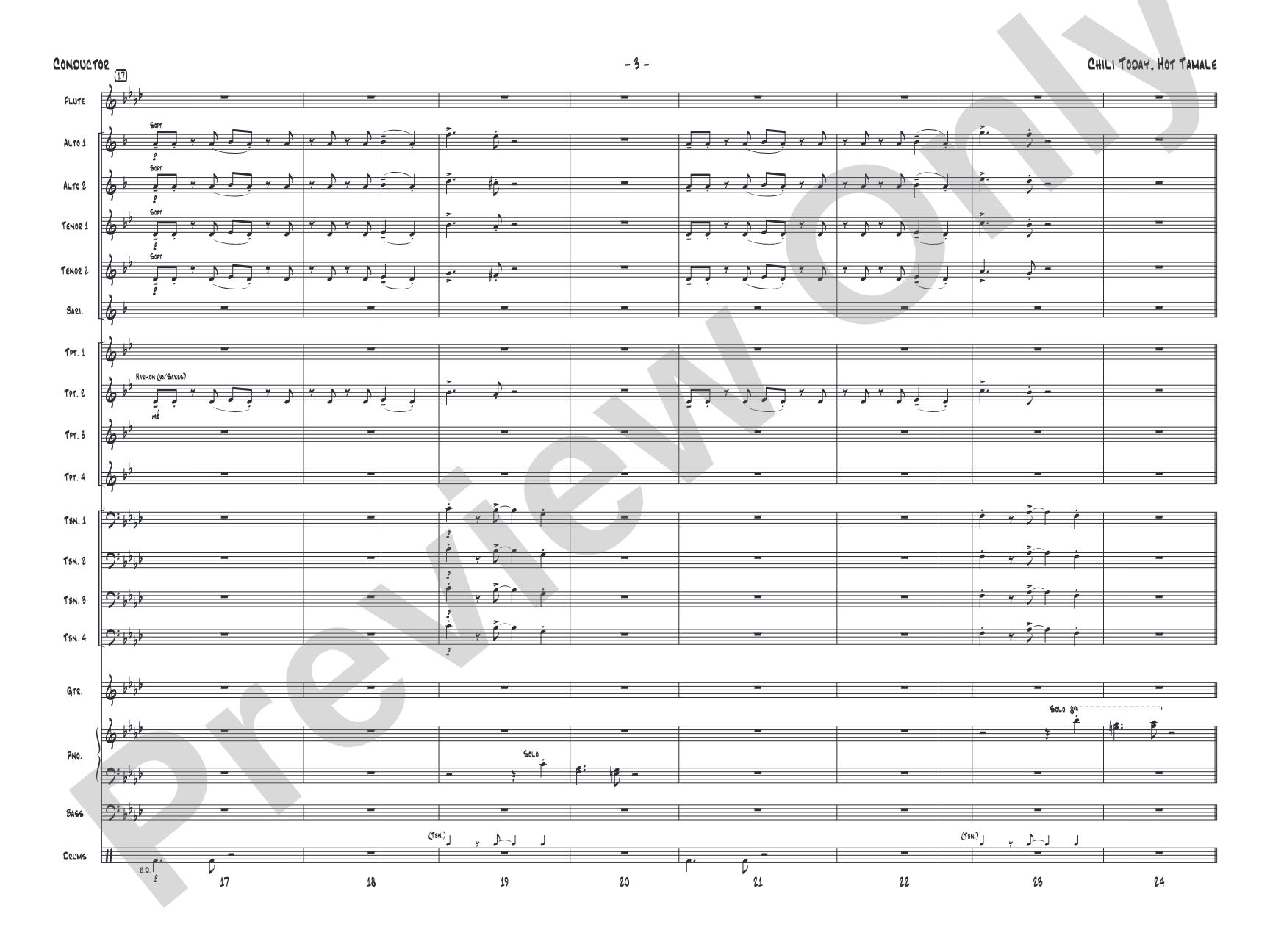 Chili Today, Hot Tamale: Jazz Ensemble Conductor Score & Parts