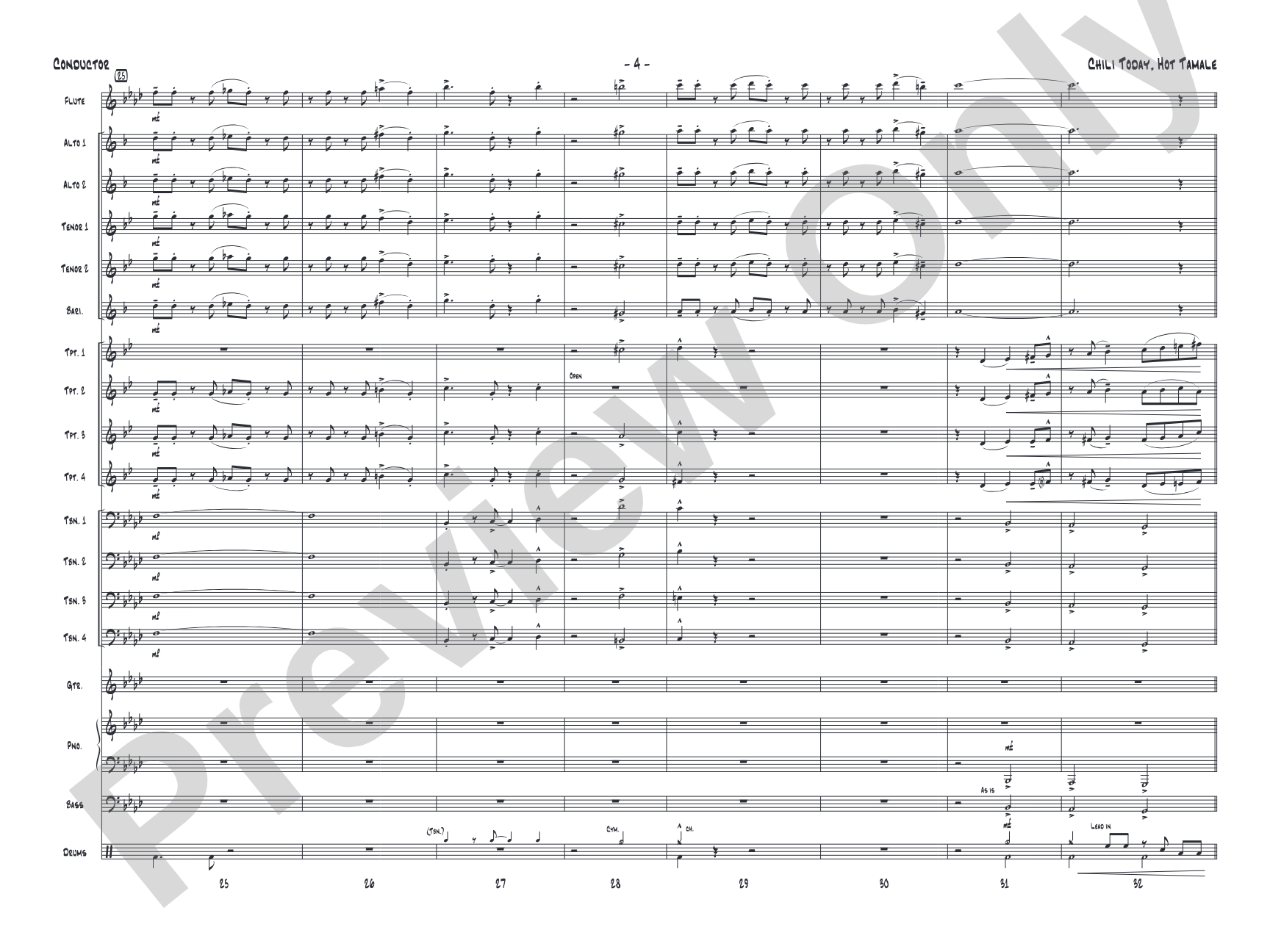 Chili Today, Hot Tamale: Jazz Ensemble Conductor Score & Parts