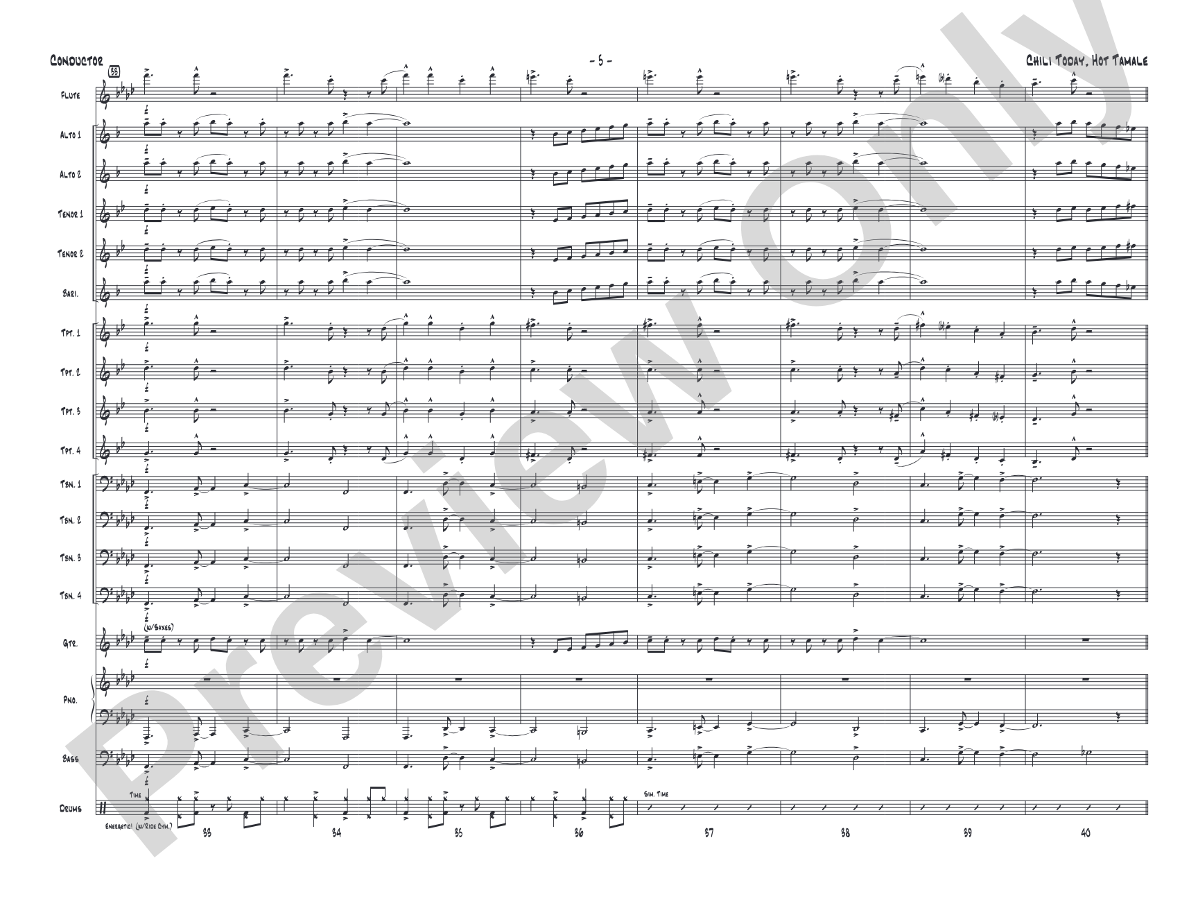 Chili Today, Hot Tamale: Jazz Ensemble Conductor Score & Parts