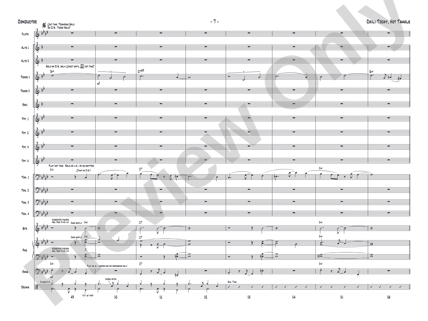 Chili Today, Hot Tamale: Jazz Ensemble Conductor Score & Parts