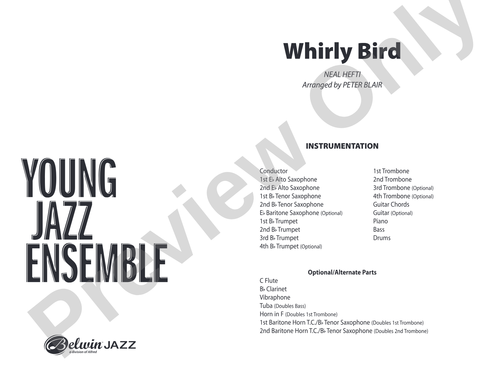Whirly Bird: Jazz Ensemble Conductor Score & Parts