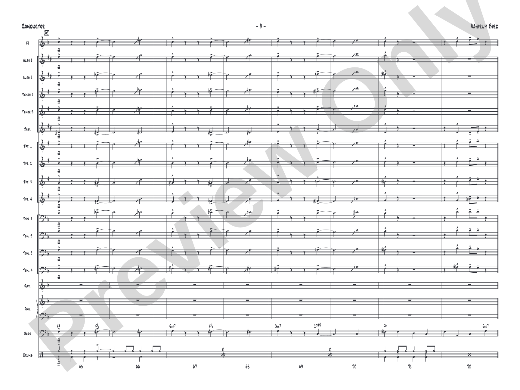 Whirly Bird: Jazz Ensemble Conductor Score & Parts