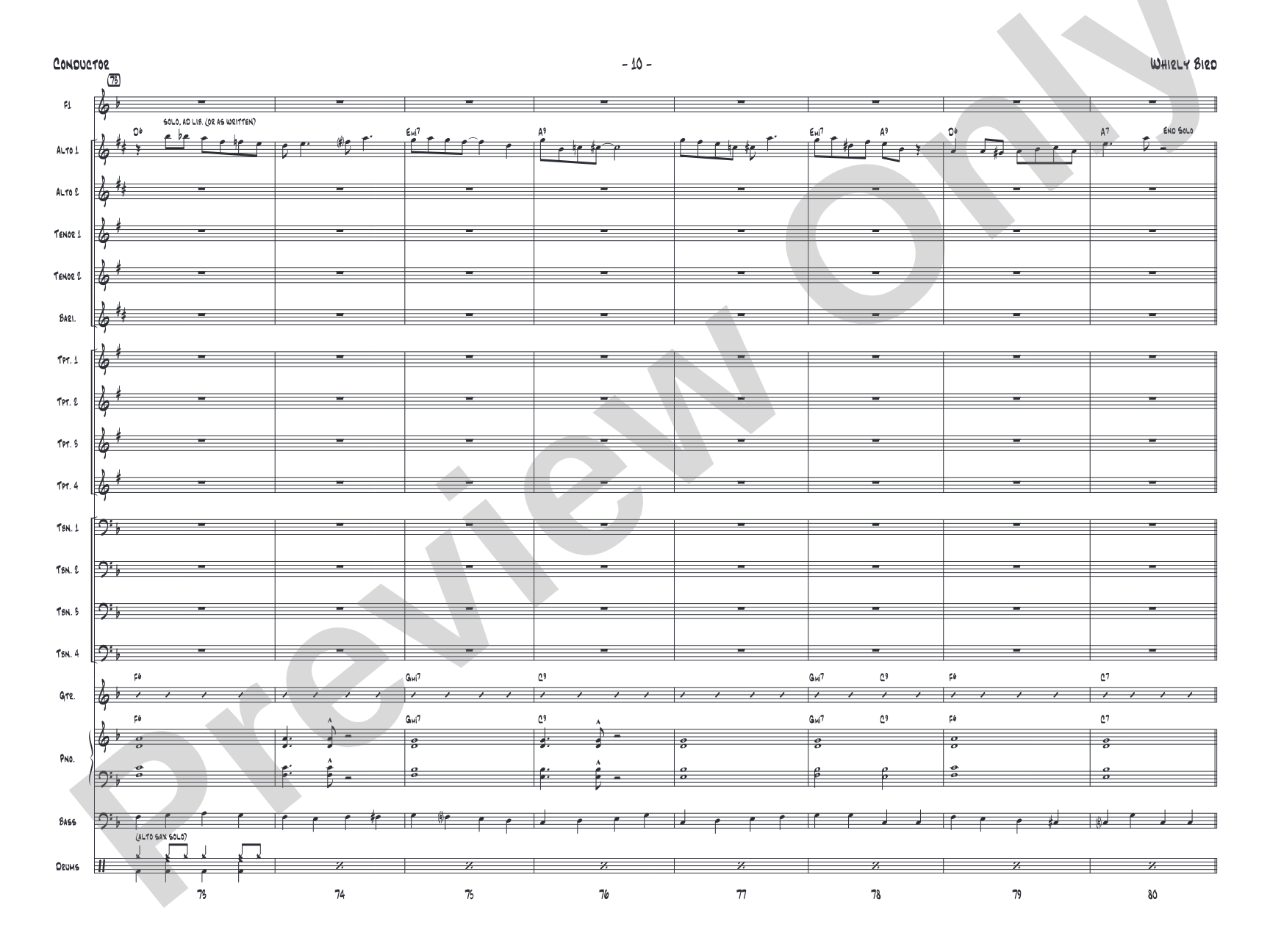 Whirly Bird: Jazz Ensemble Conductor Score & Parts