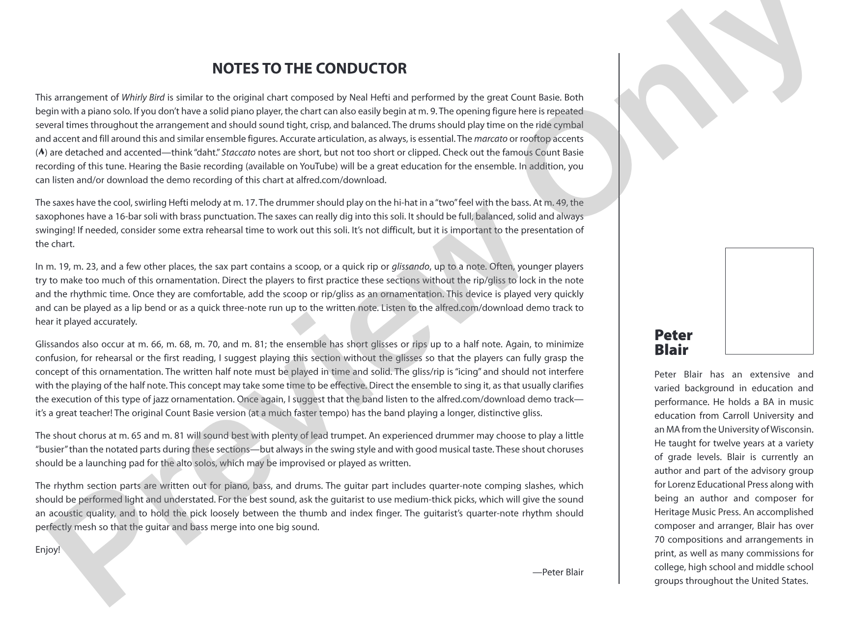 Whirly Bird: Jazz Ensemble Conductor Score & Parts