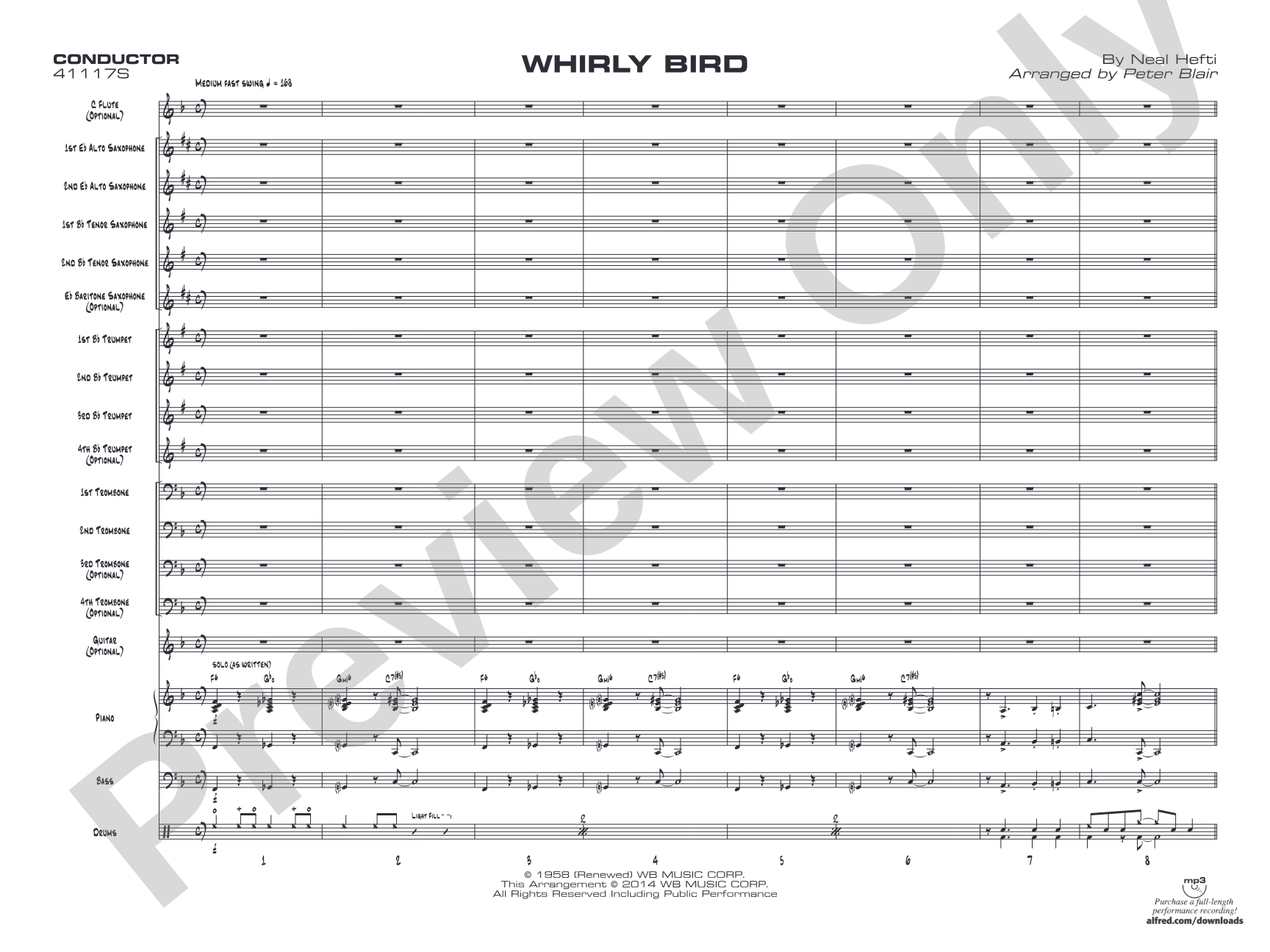 Whirly Bird: Jazz Ensemble Conductor Score & Parts
