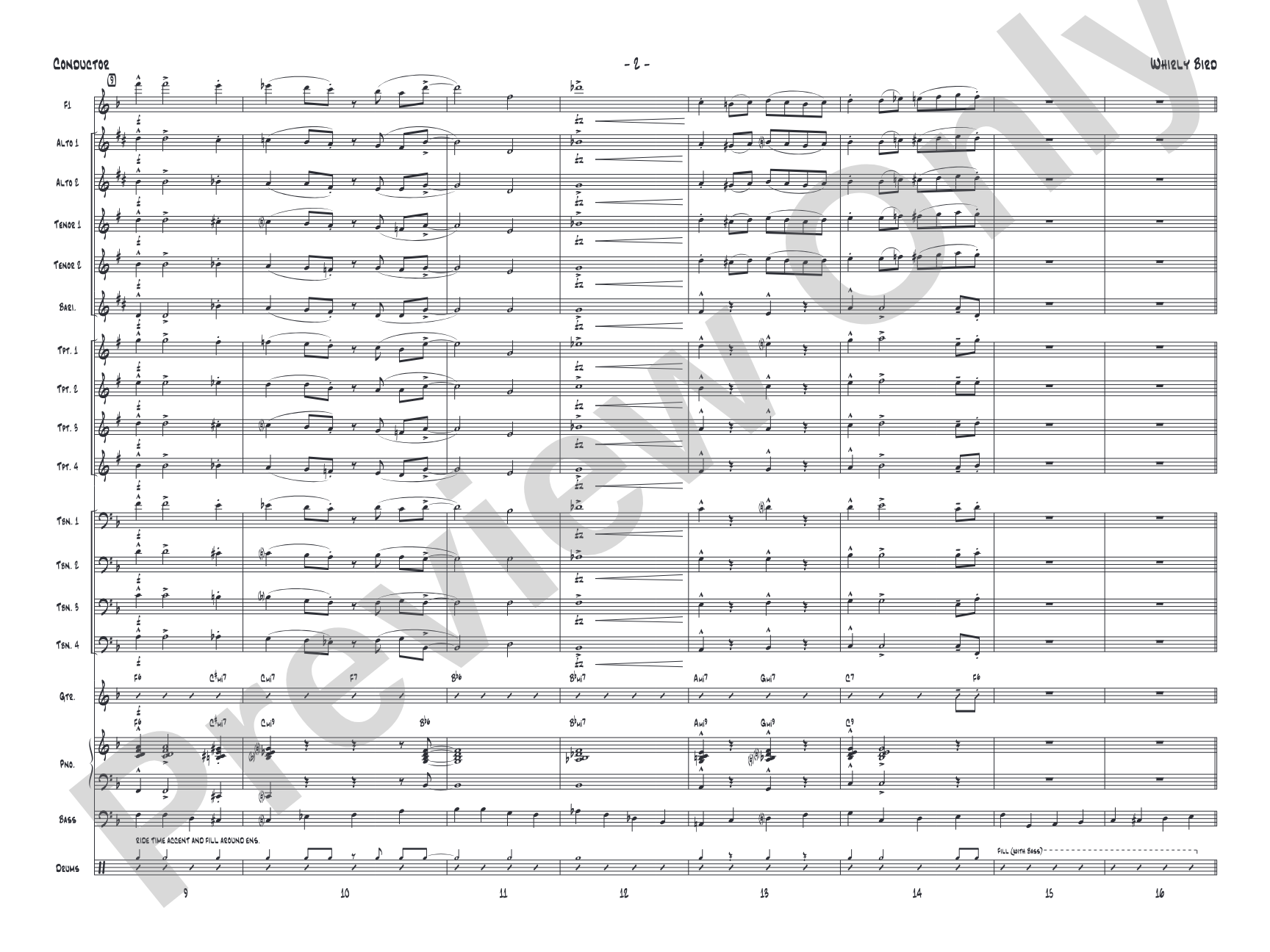 Whirly Bird: Jazz Ensemble Conductor Score & Parts