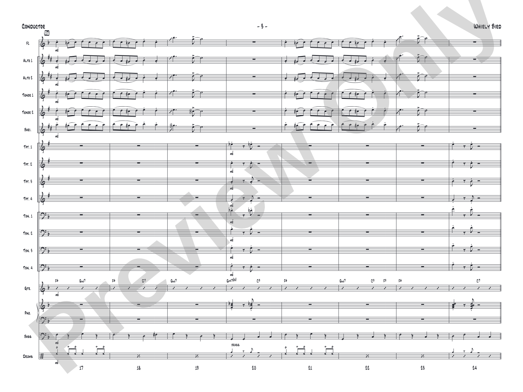 Whirly Bird: Jazz Ensemble Conductor Score & Parts