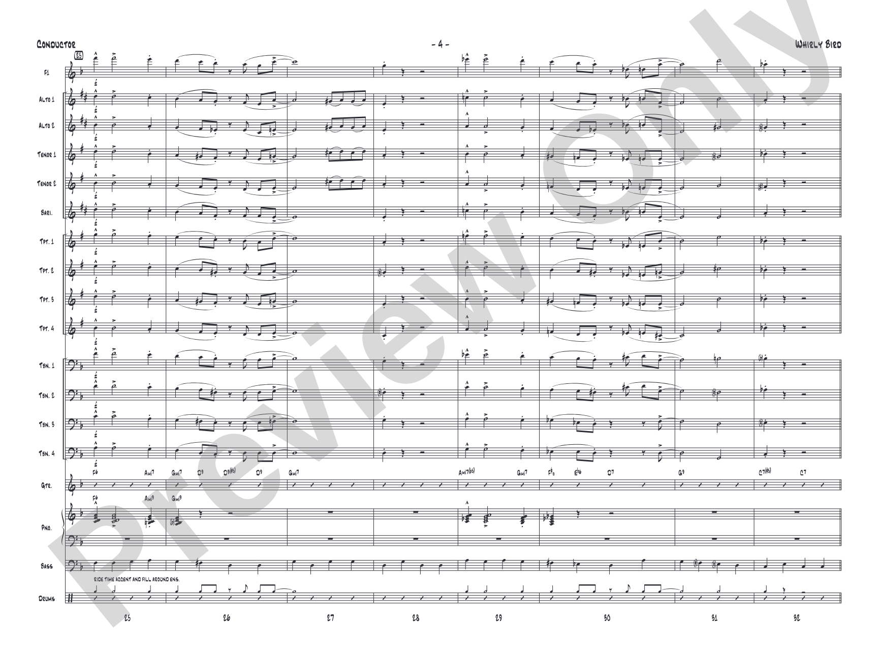 Whirly Bird: Jazz Ensemble Conductor Score & Parts