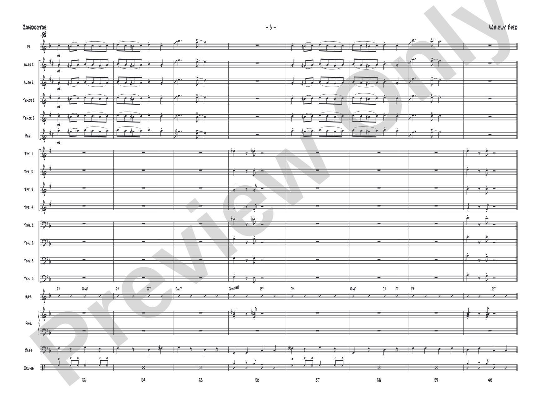 Whirly Bird: Jazz Ensemble Conductor Score & Parts