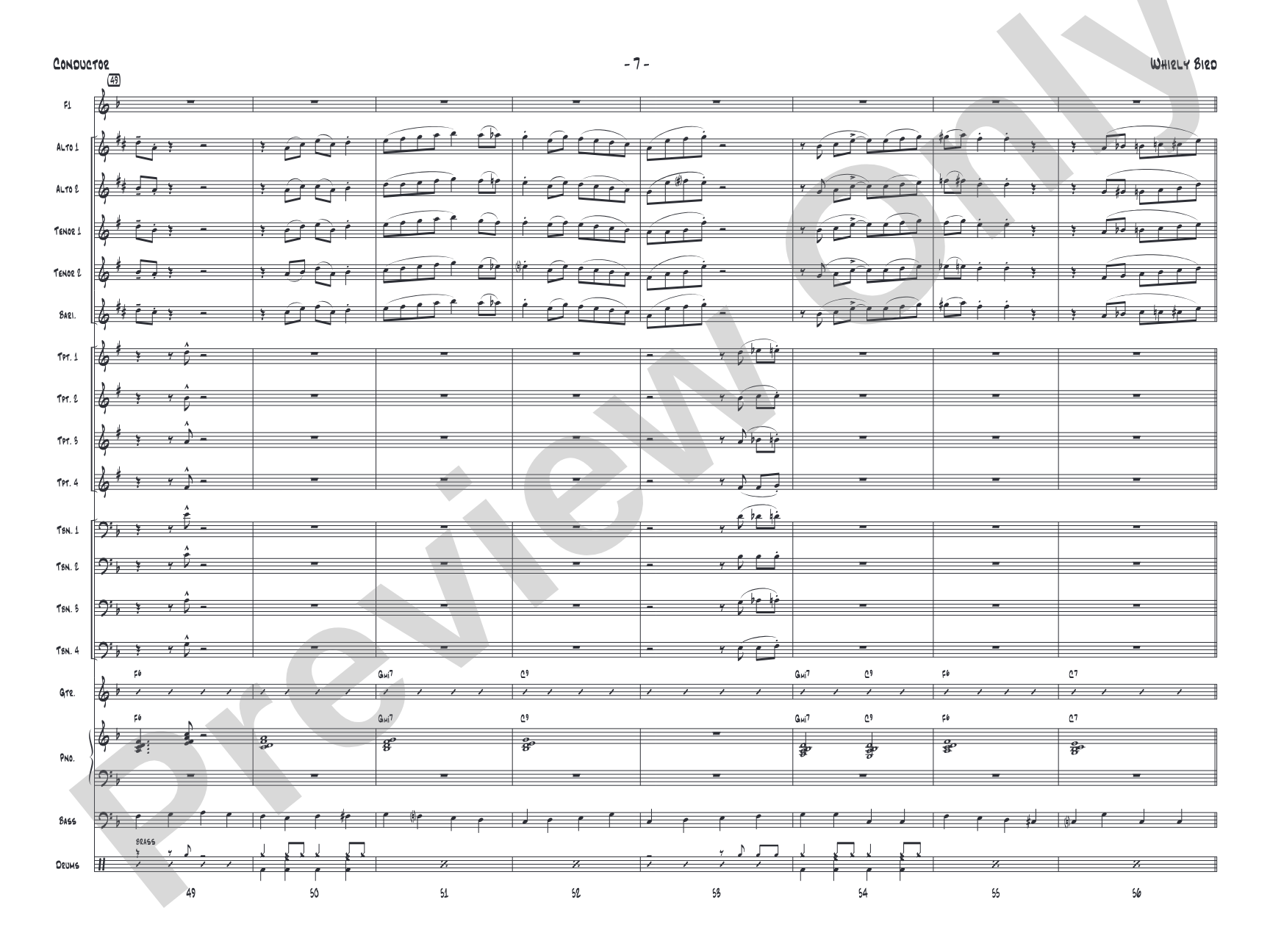 Whirly Bird: Jazz Ensemble Conductor Score & Parts
