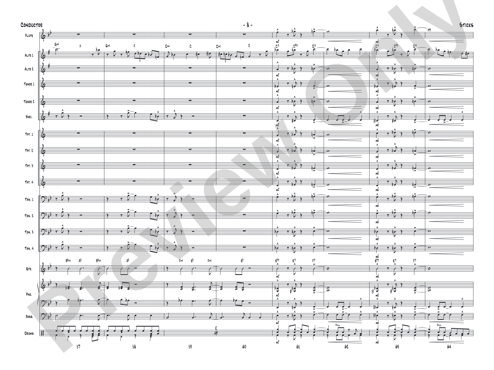 Sticks: Jazz Ensemble Conductor Score & Parts