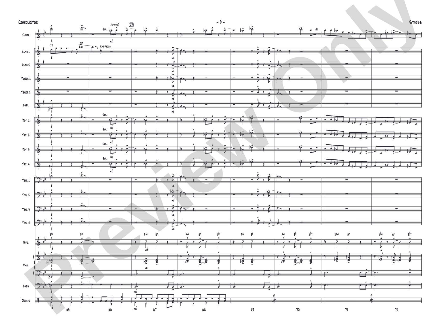 Sticks: Jazz Ensemble Conductor Score & Parts