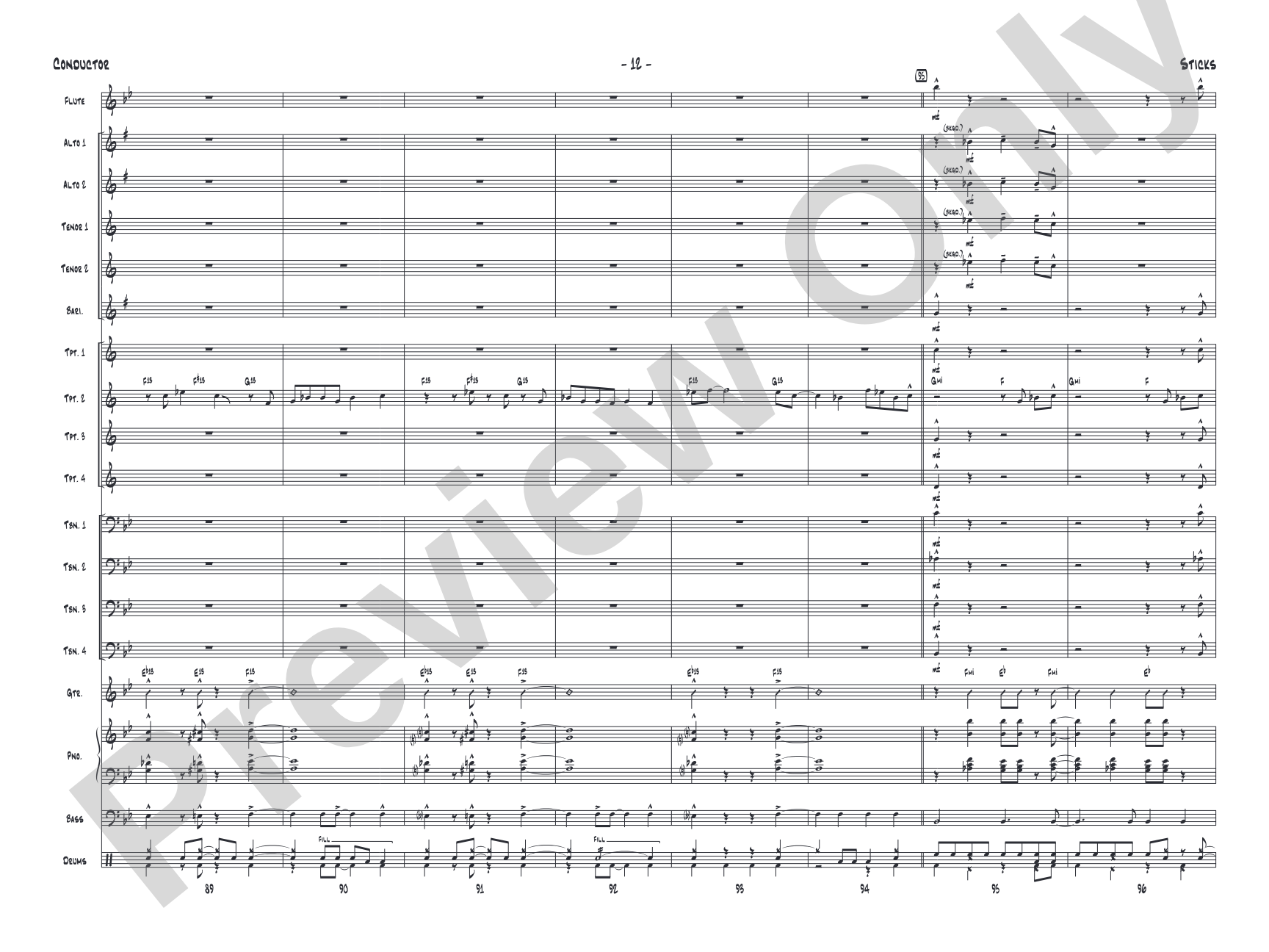 Sticks: Jazz Ensemble Conductor Score & Parts
