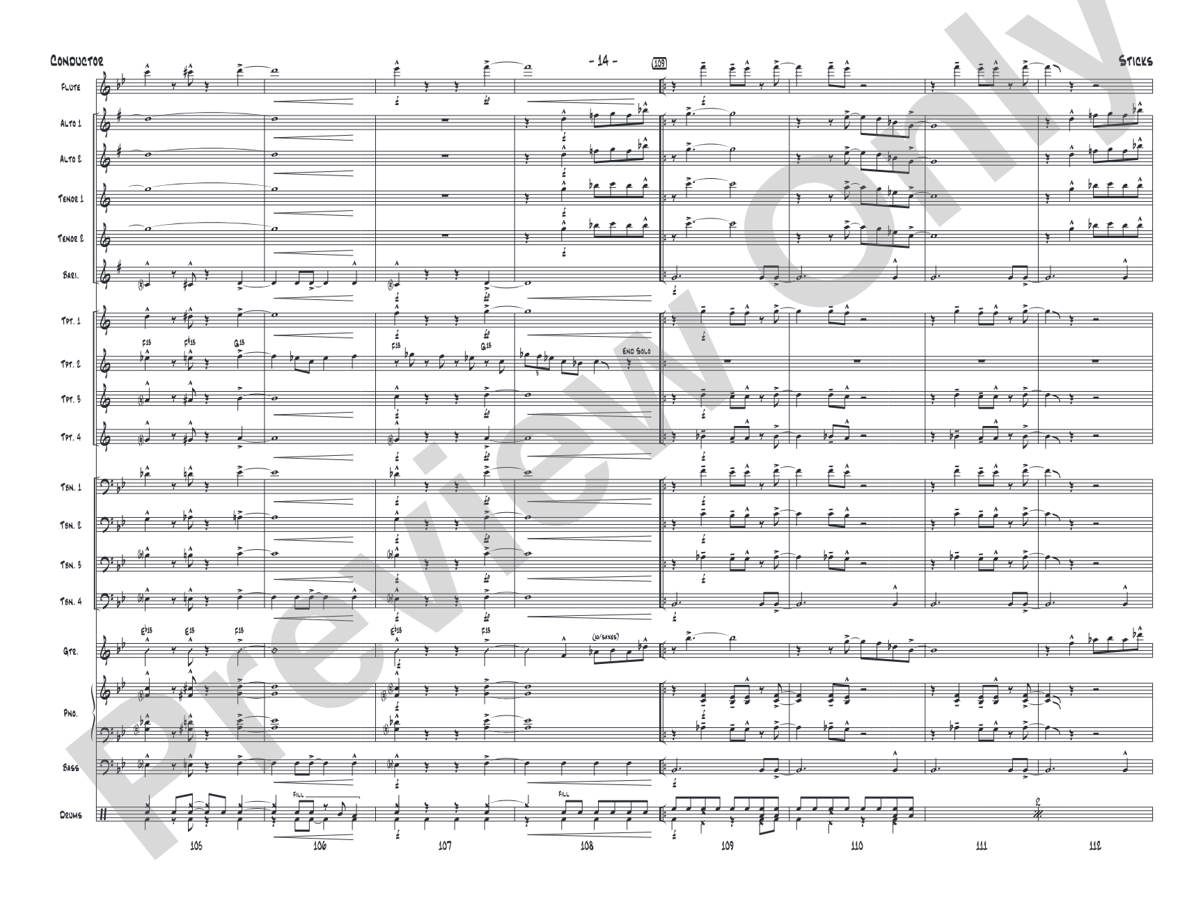 Sticks: Jazz Ensemble Conductor Score & Parts