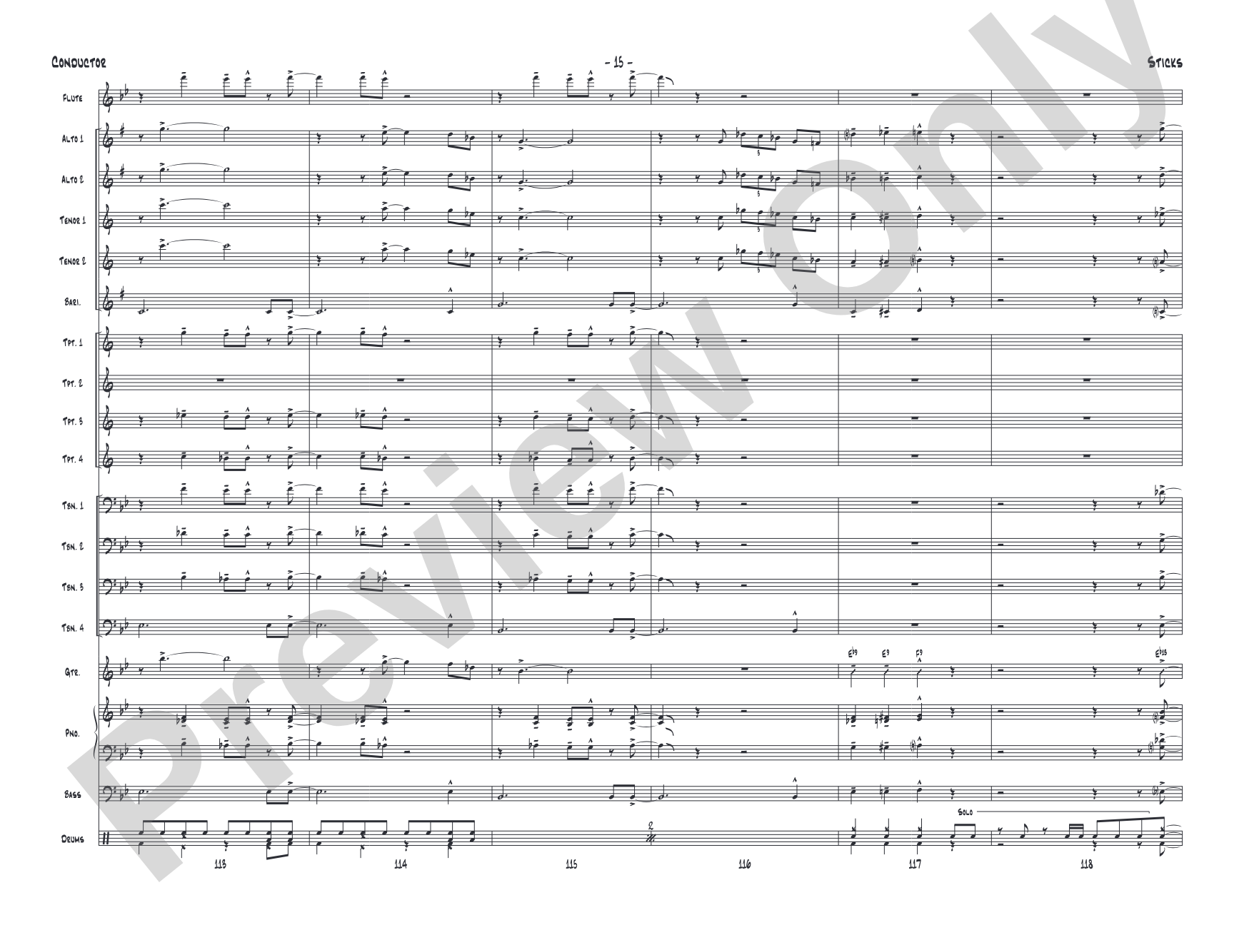 Sticks: Jazz Ensemble Conductor Score & Parts