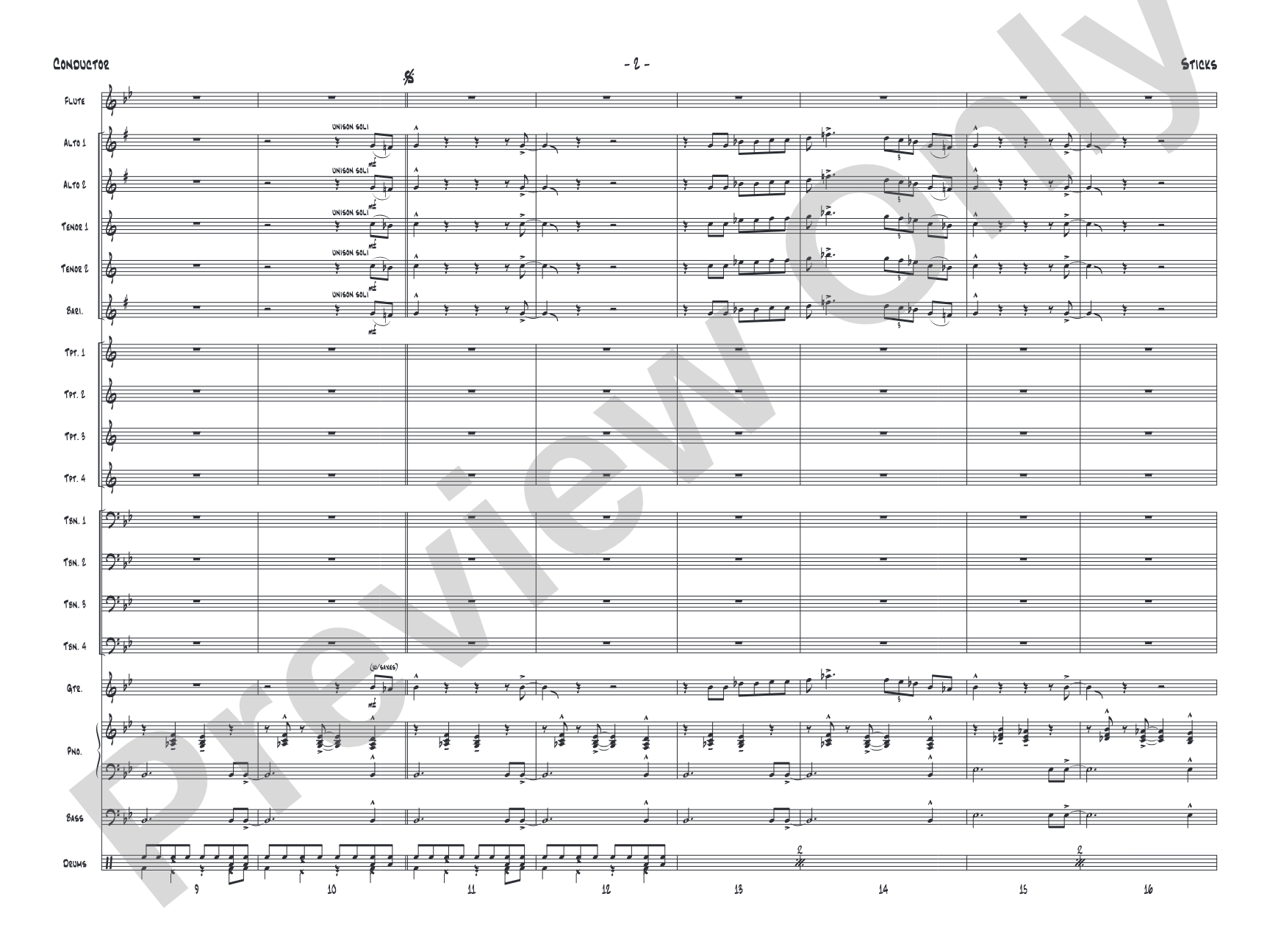 Sticks: Jazz Ensemble Conductor Score & Parts