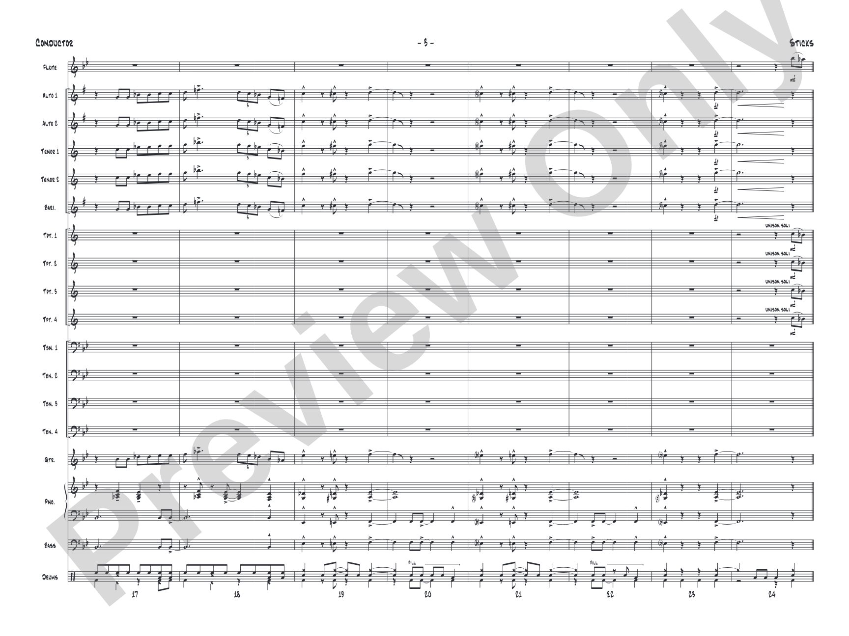 Sticks: Jazz Ensemble Conductor Score & Parts