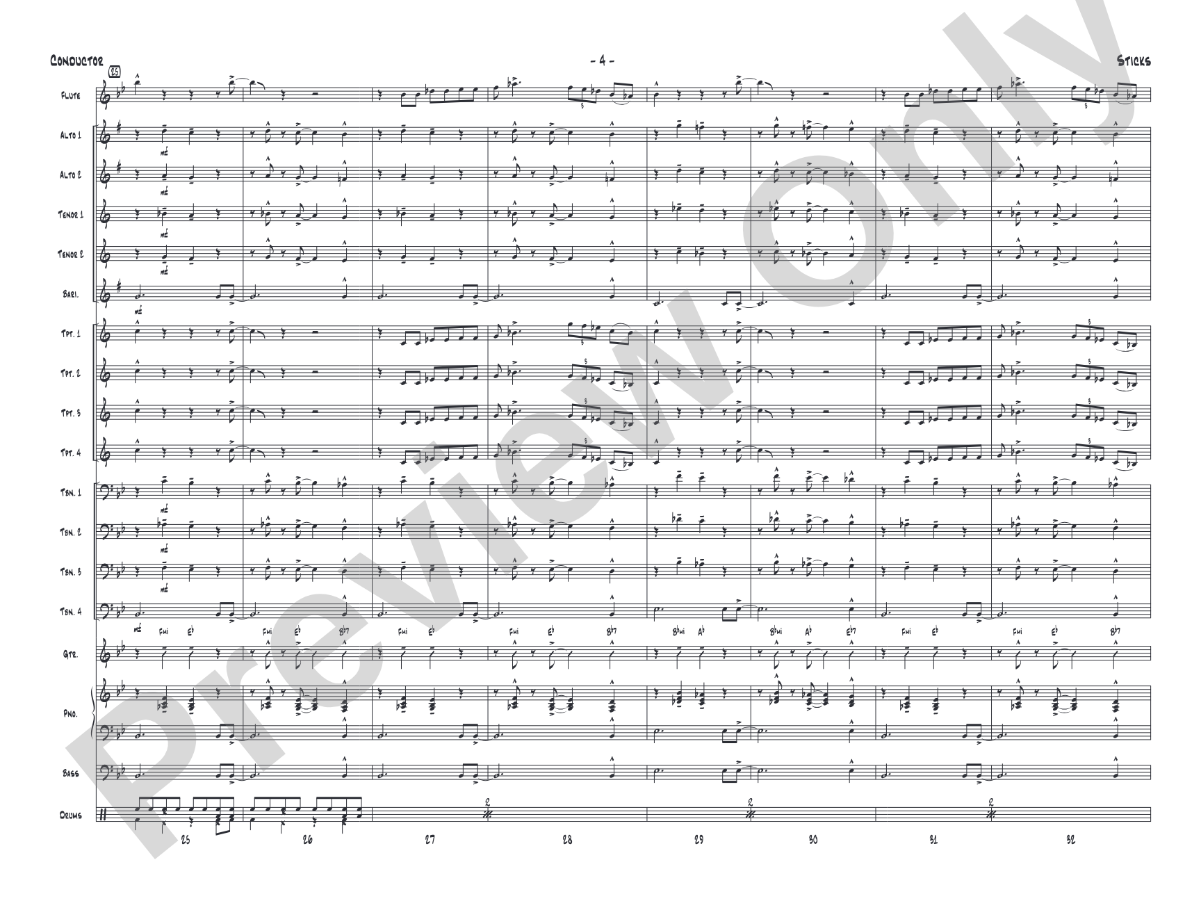 Sticks: Jazz Ensemble Conductor Score & Parts