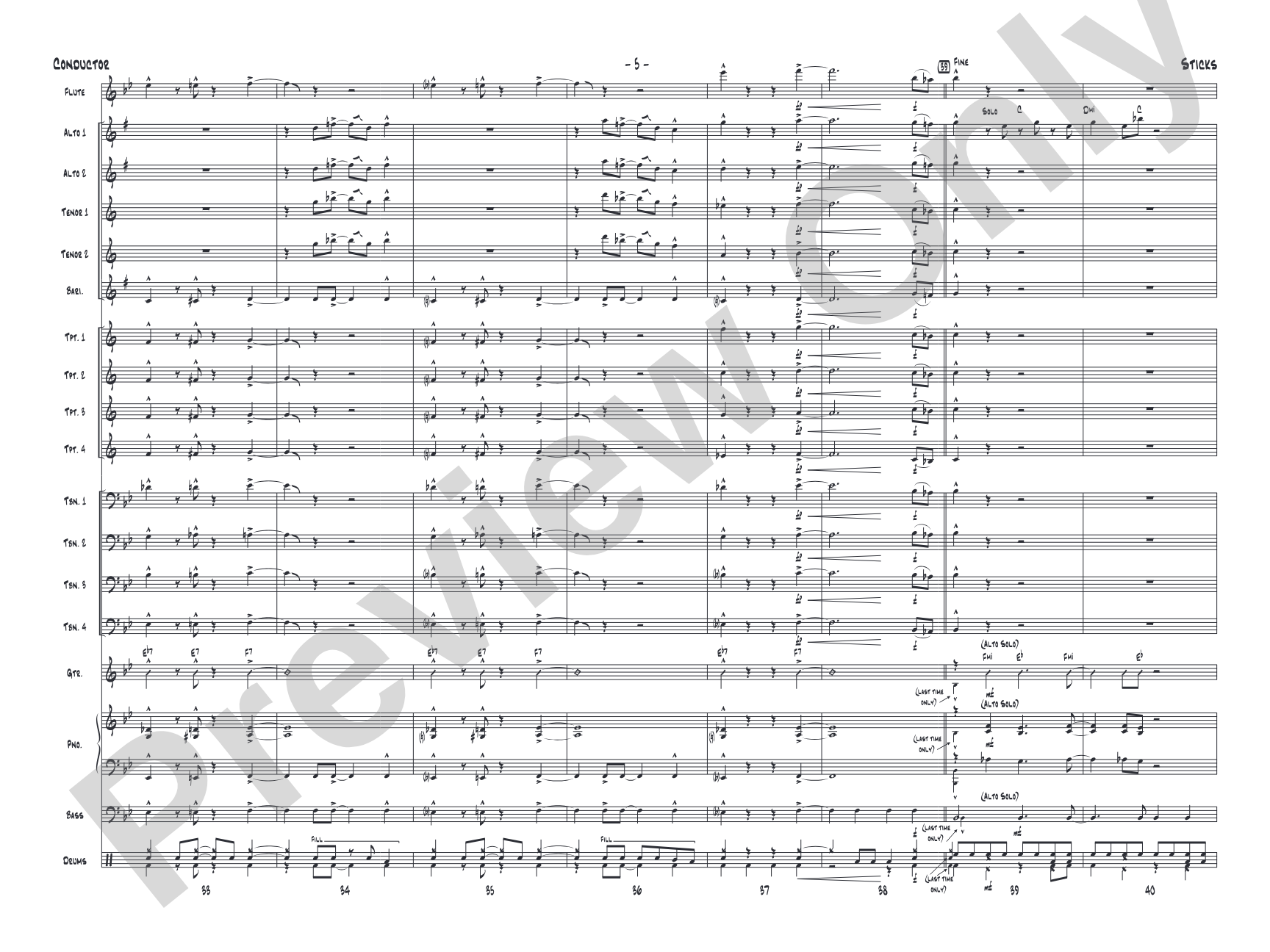 Sticks: Jazz Ensemble Conductor Score & Parts