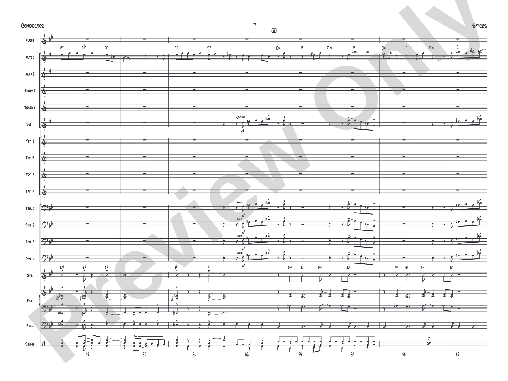 Sticks: Jazz Ensemble Conductor Score & Parts