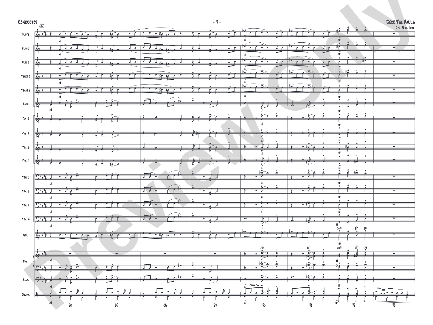 Deck the Halls: Jazz Ensemble Conductor Score & Parts