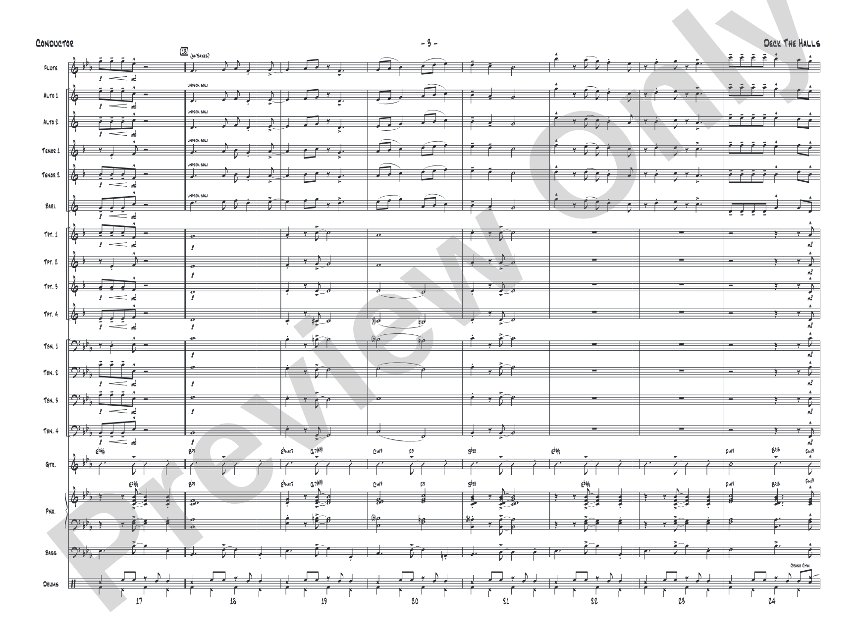 Deck the Halls: Jazz Ensemble Conductor Score & Parts