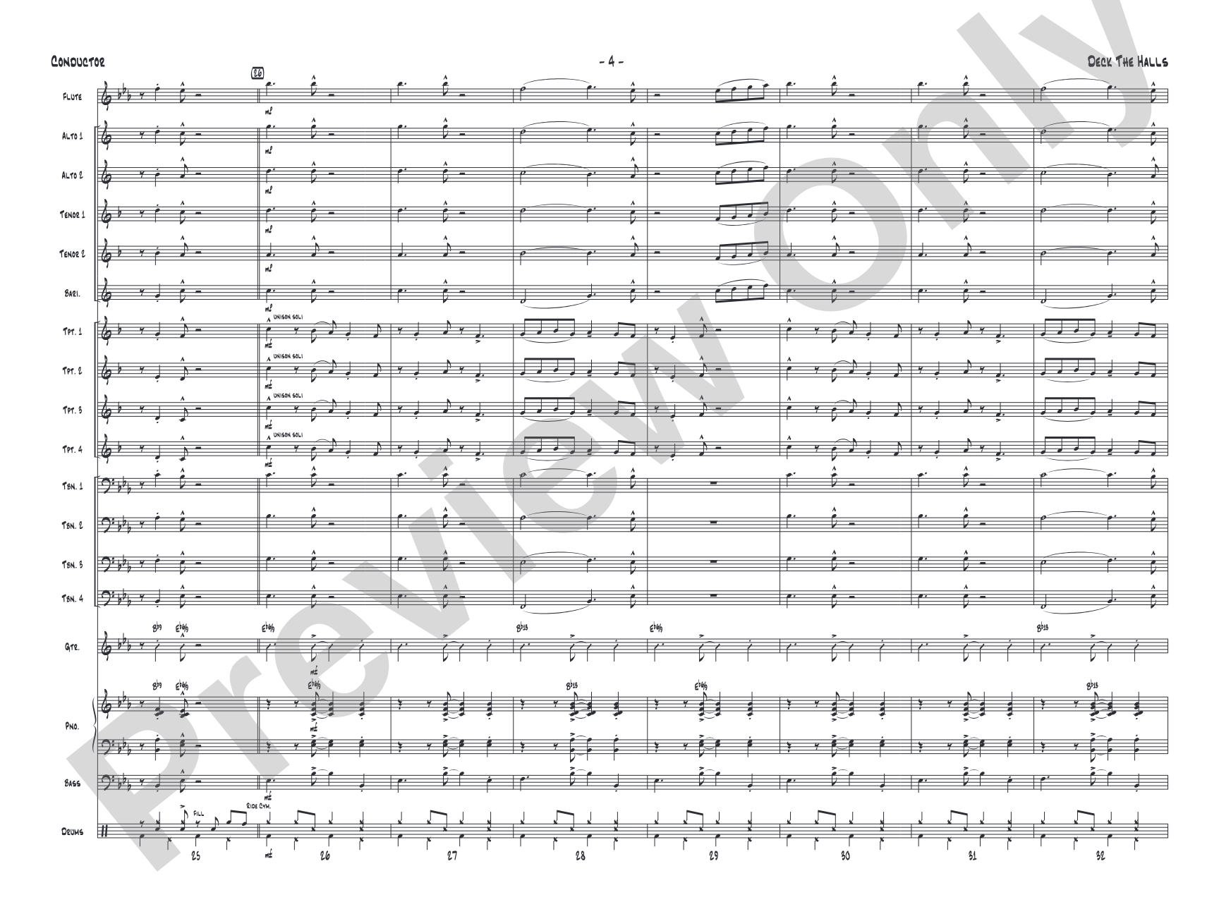 Deck the Halls: Jazz Ensemble Conductor Score & Parts