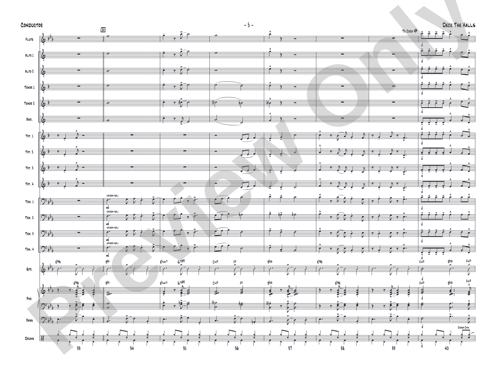 Deck the Halls: Jazz Ensemble Conductor Score & Parts