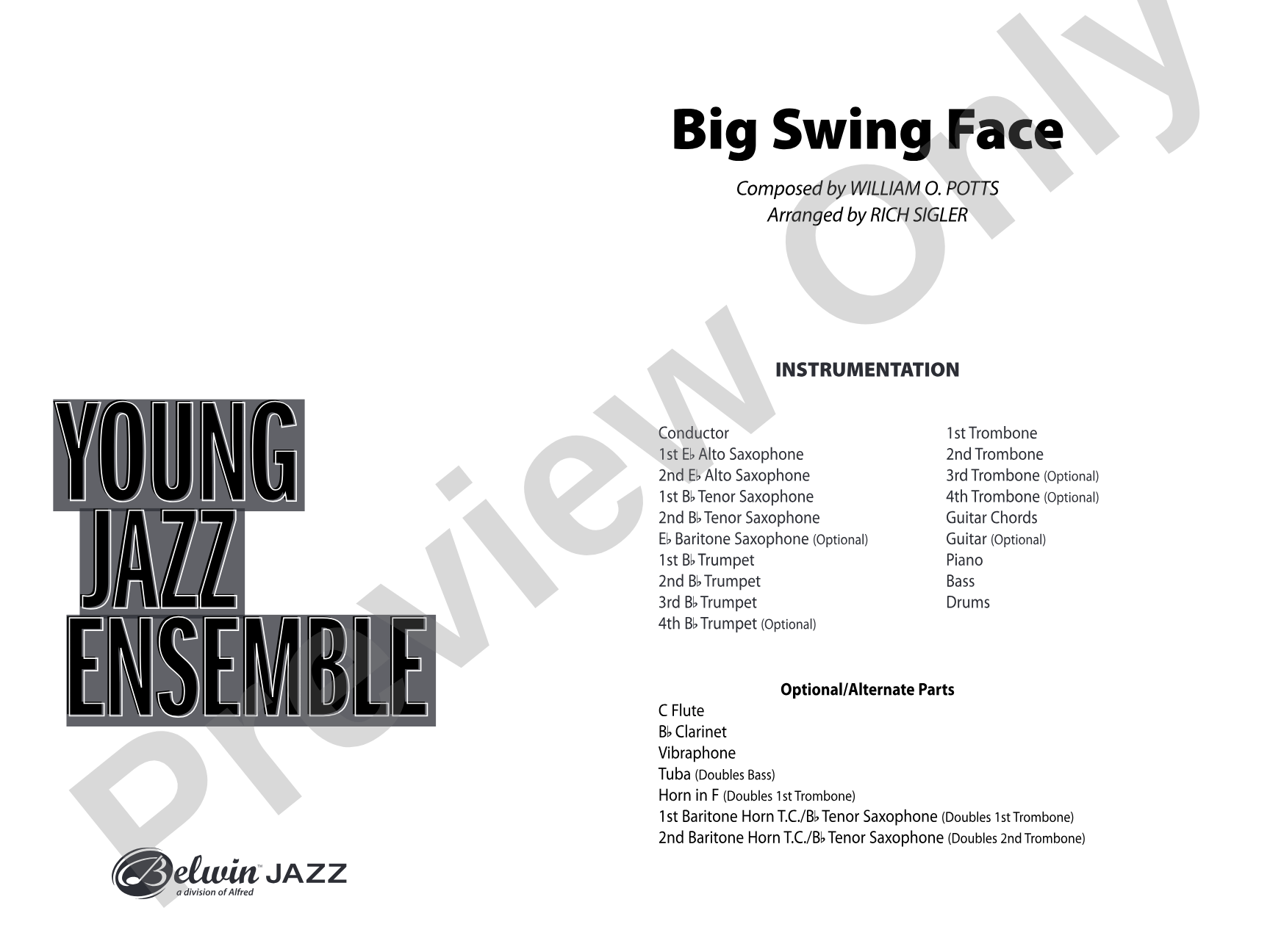 Big Swing Face: Jazz Ensemble Conductor Score & Parts