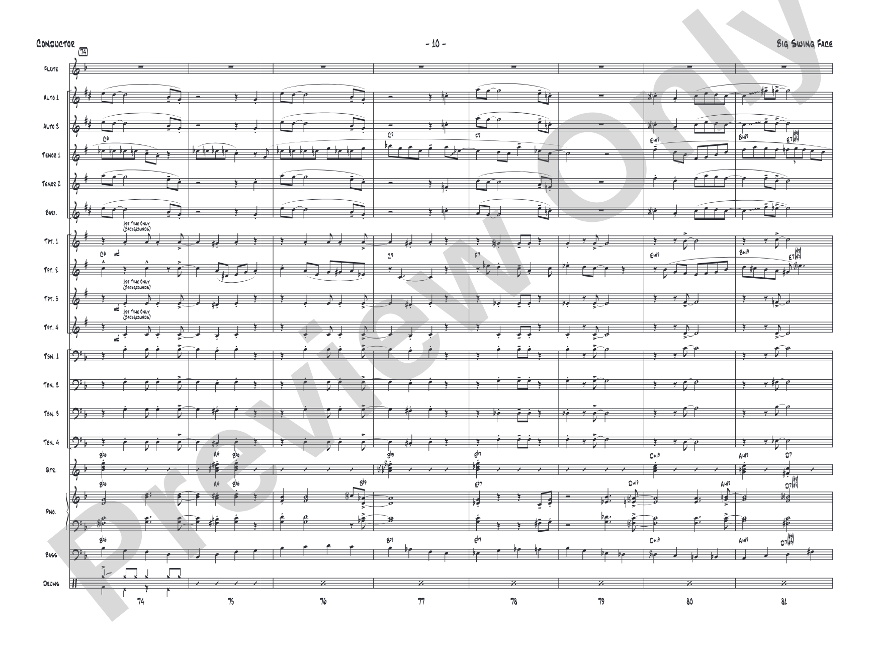 Big Swing Face: Jazz Ensemble Conductor Score & Parts
