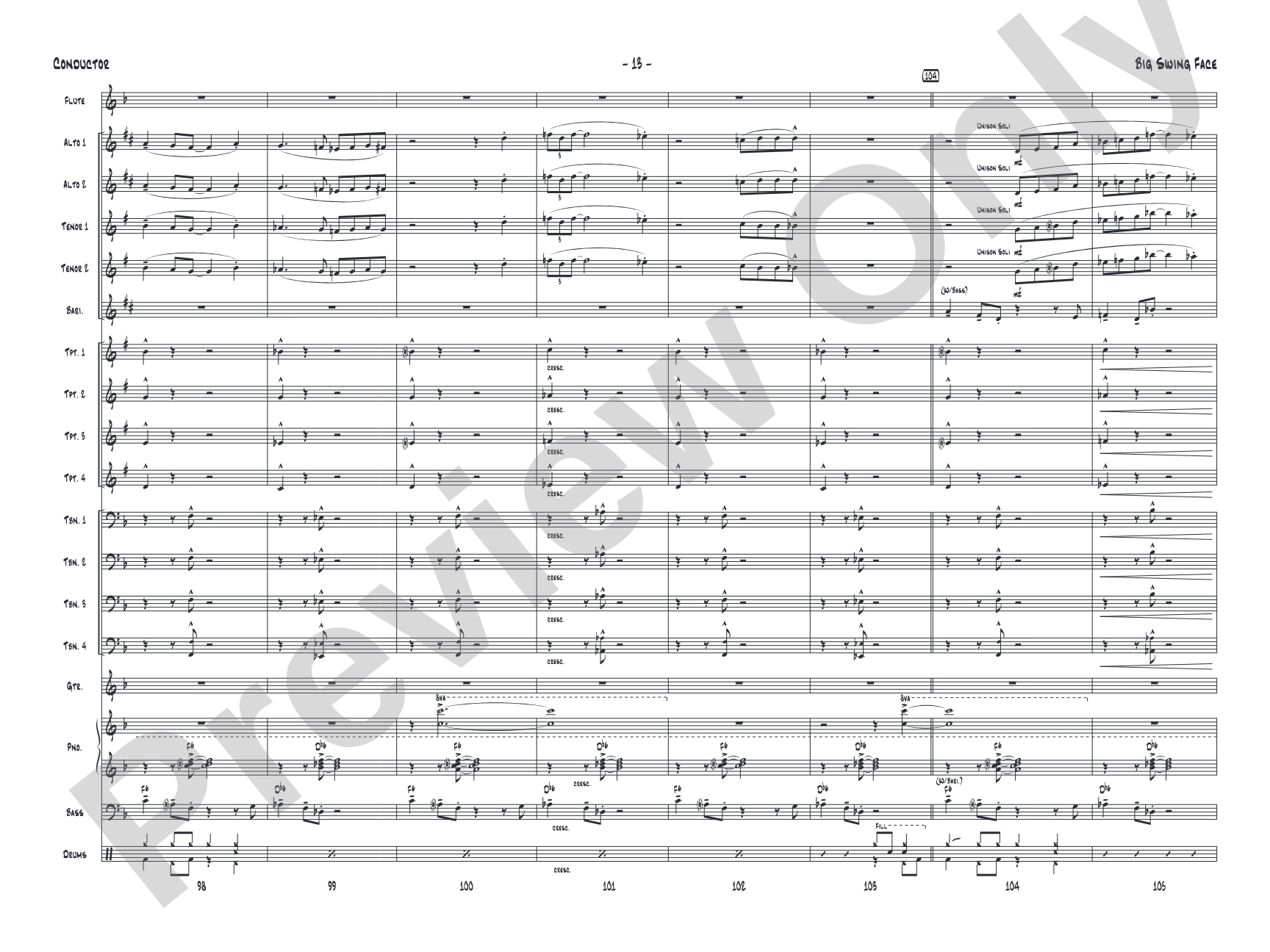 Big Swing Face: Jazz Ensemble Conductor Score & Parts