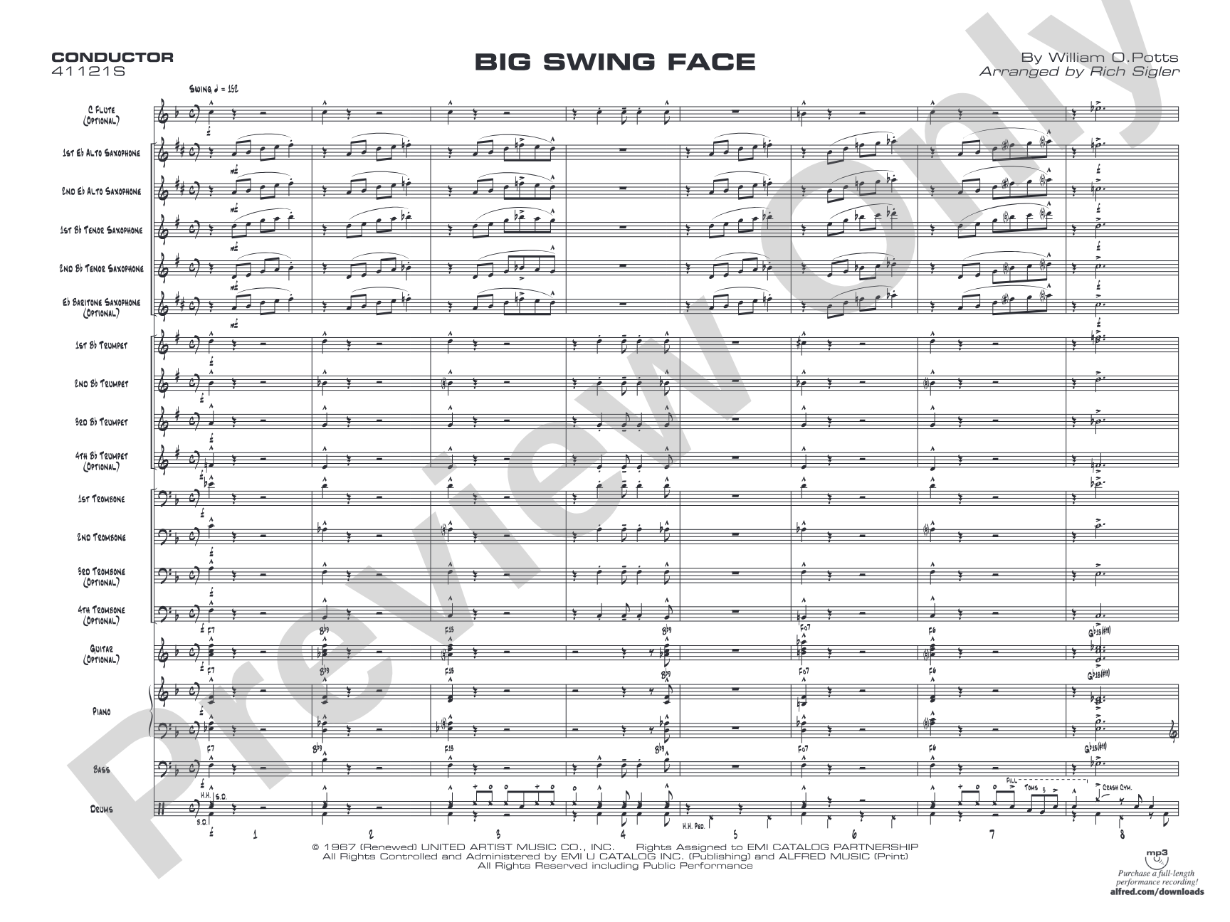 Big Swing Face: Jazz Ensemble Conductor Score & Parts