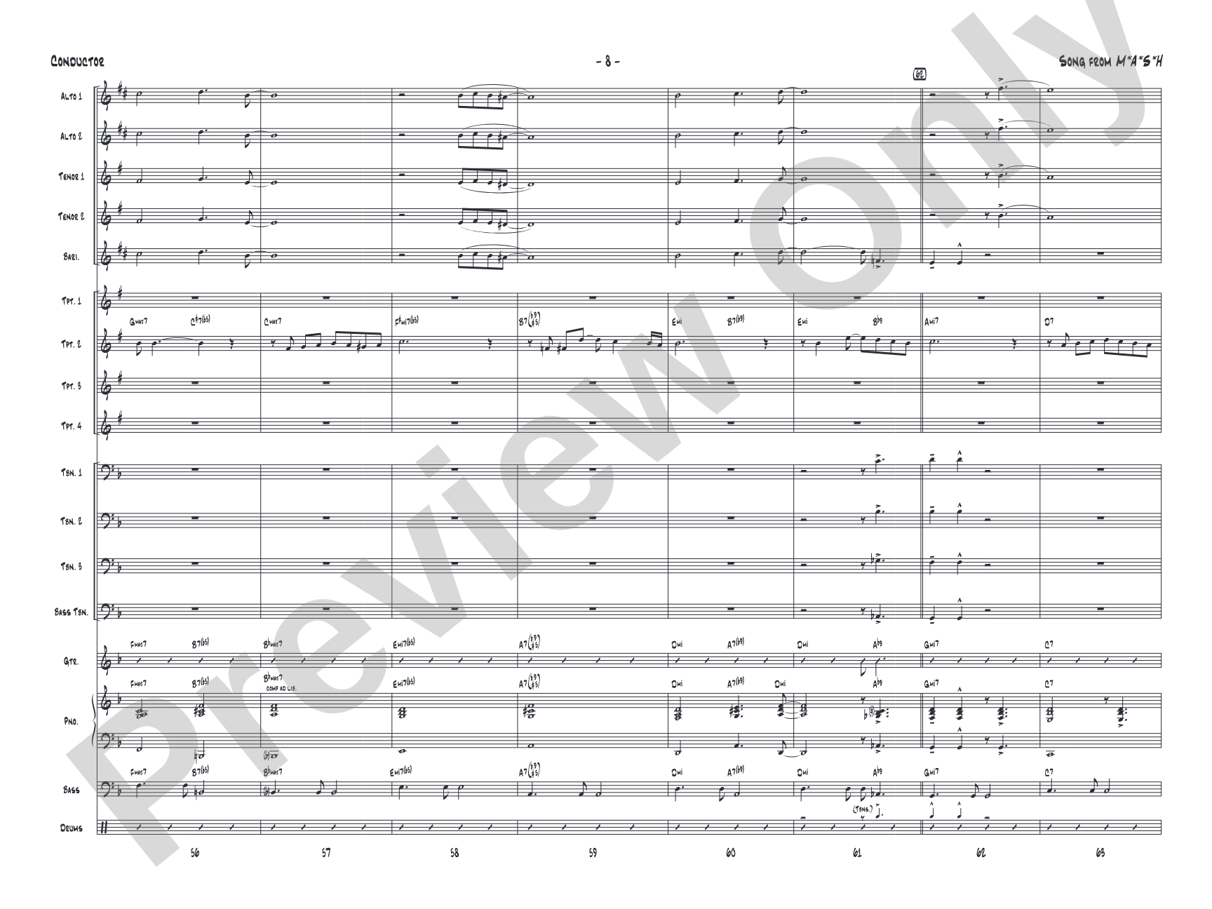 Song from M*A*S*H: Jazz Ensemble Conductor Score & Parts