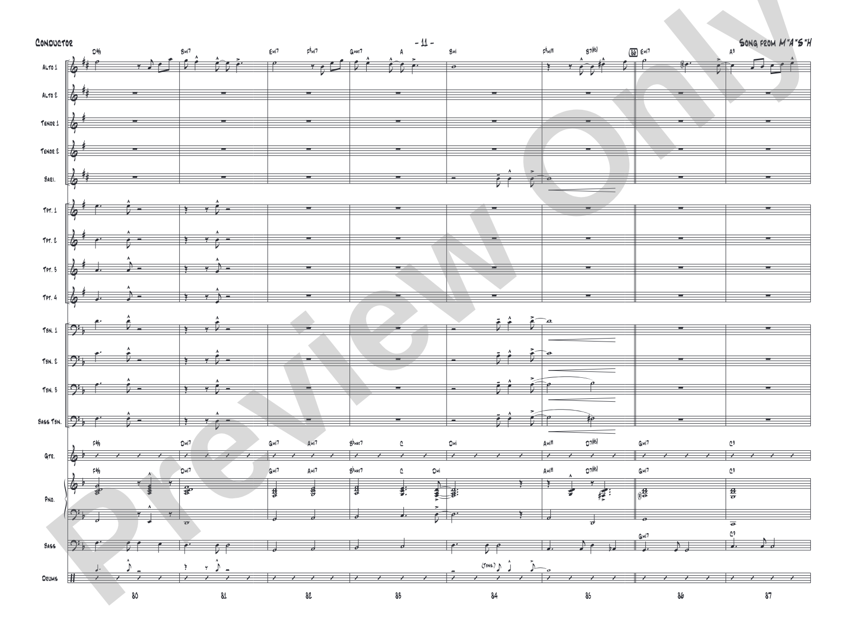 Song from M*A*S*H: Jazz Ensemble Conductor Score & Parts