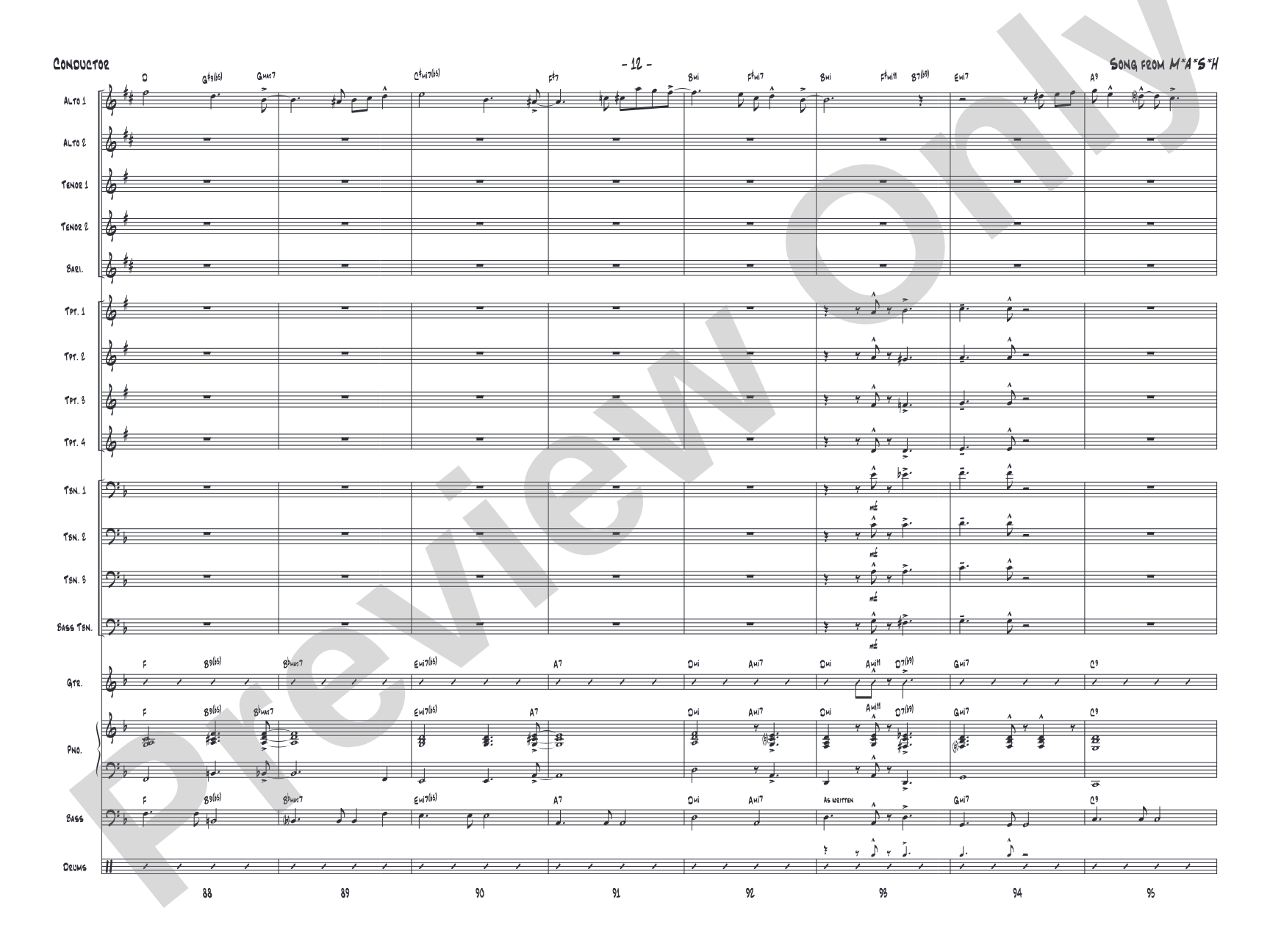 Song from M*A*S*H: Jazz Ensemble Conductor Score & Parts