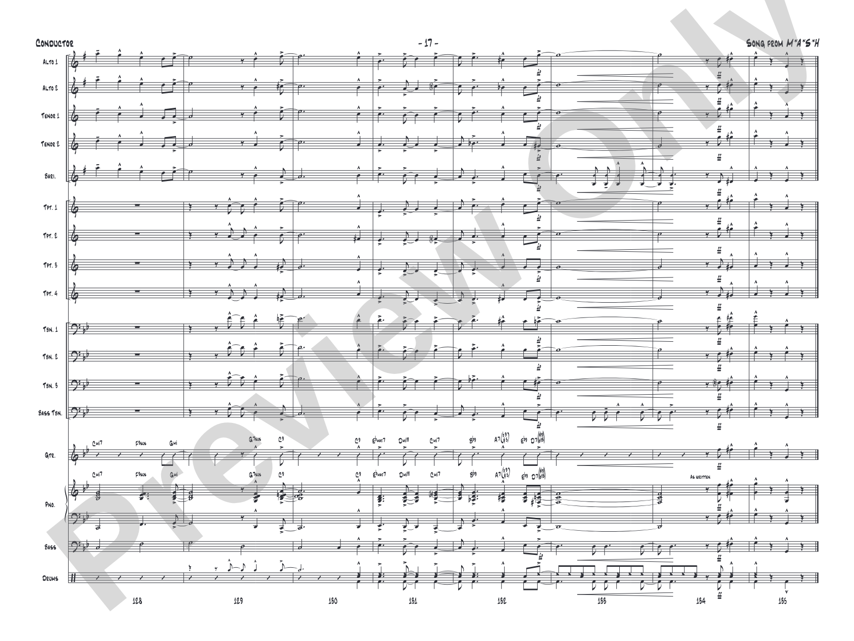 Song from M*A*S*H: Jazz Ensemble Conductor Score & Parts