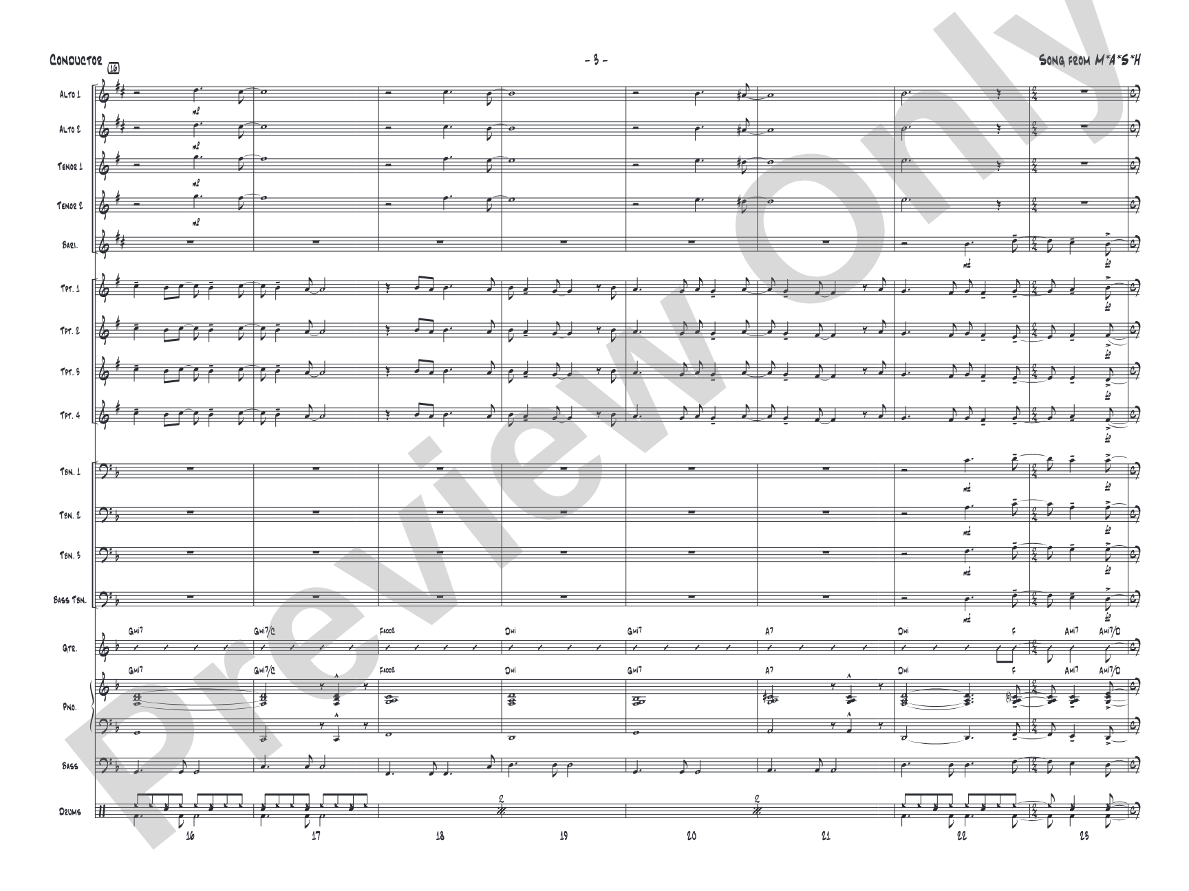 Song from M*A*S*H: Jazz Ensemble Conductor Score & Parts