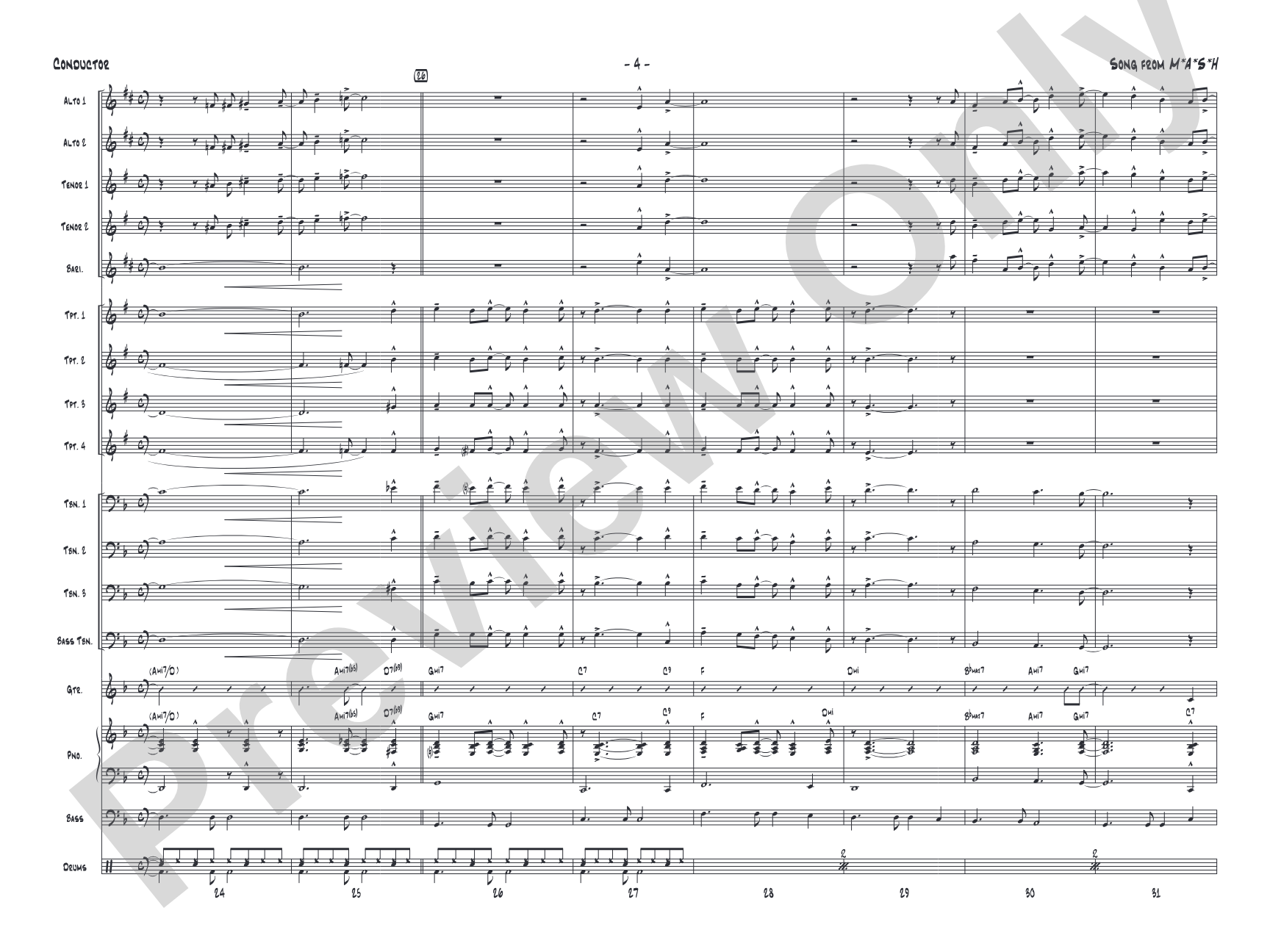 Song from M*A*S*H: Jazz Ensemble Conductor Score & Parts