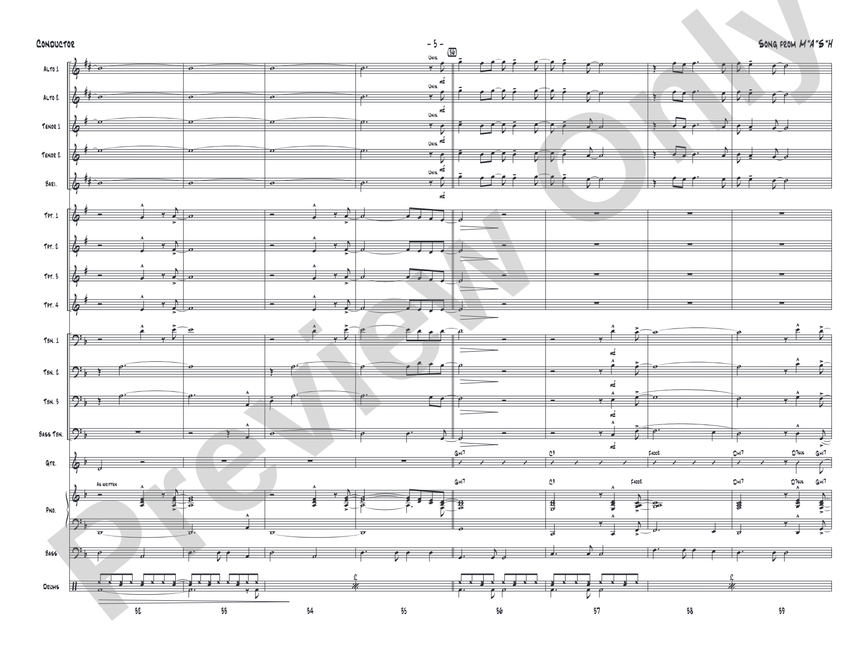 Song from M*A*S*H: Jazz Ensemble Conductor Score & Parts