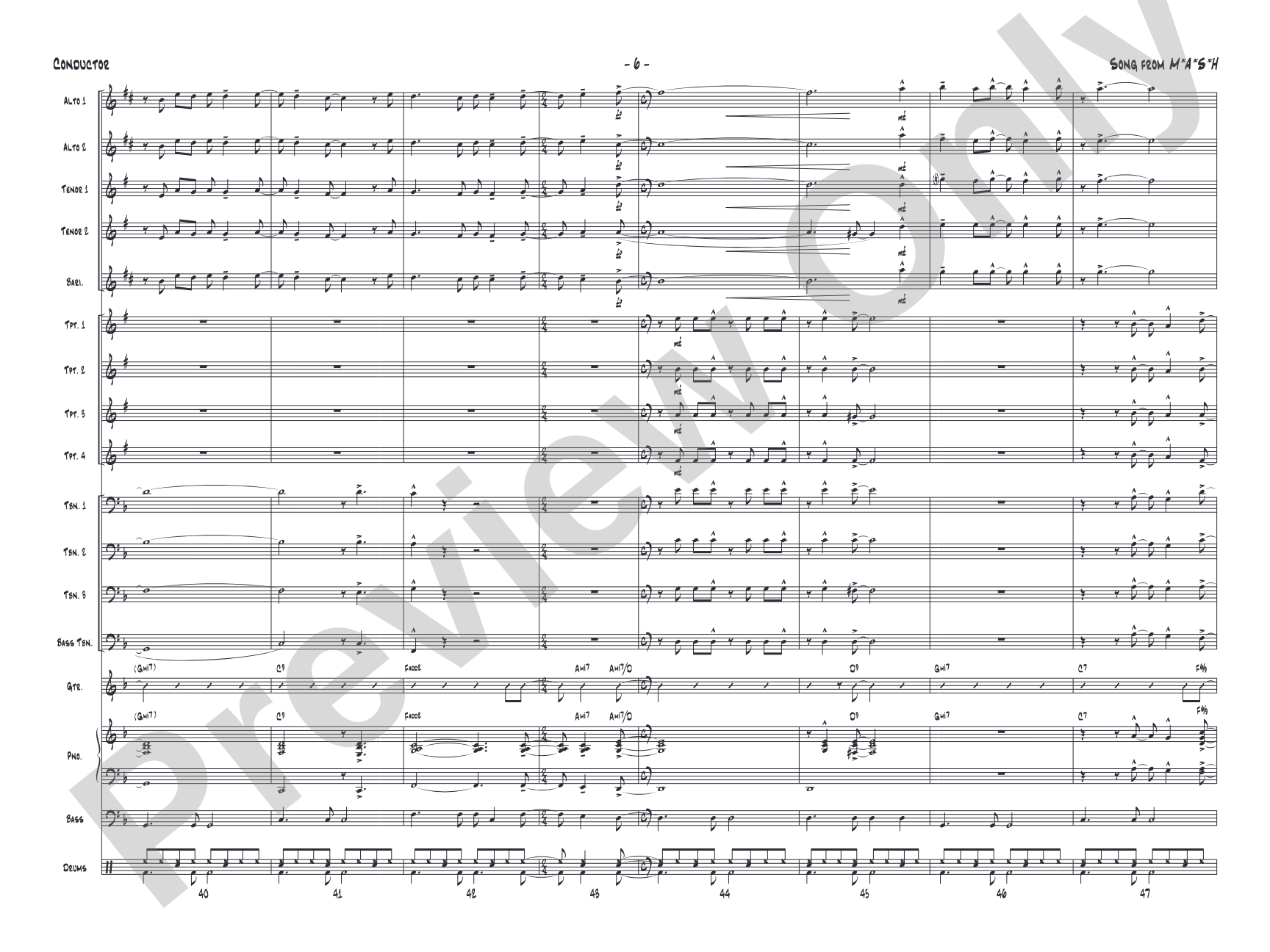 Song from M*A*S*H: Jazz Ensemble Conductor Score & Parts